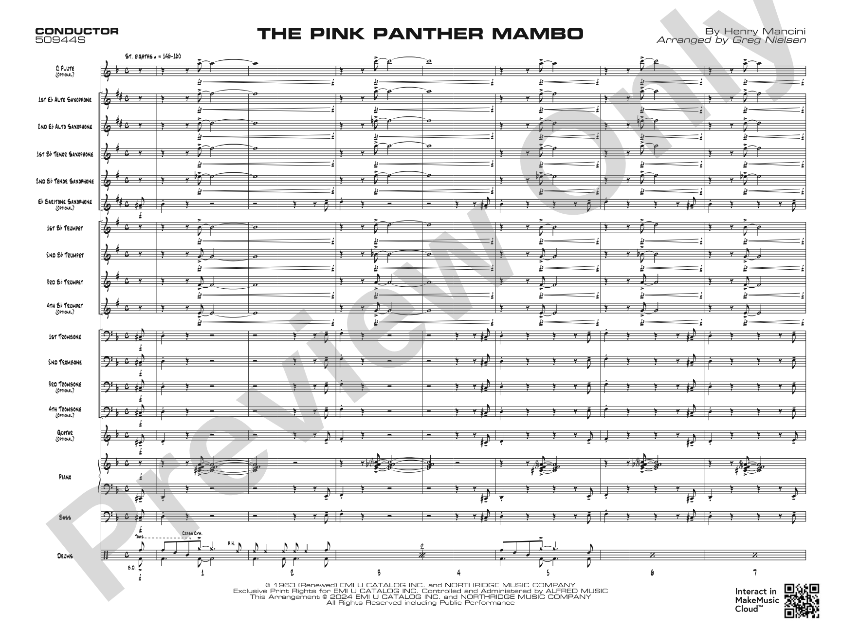 The Pink Panther Mambo: Jazz Ensemble Conductor Score & Parts