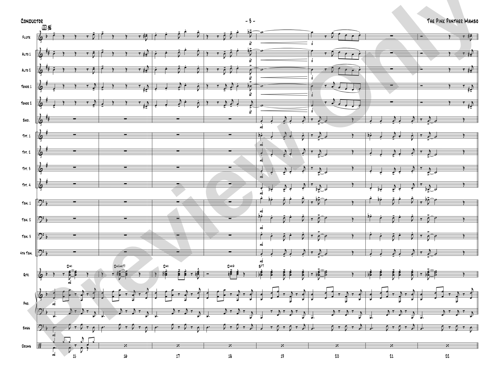 The Pink Panther Mambo: Jazz Ensemble Conductor Score & Parts