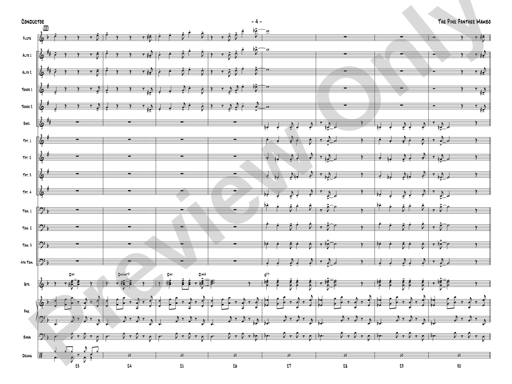 The Pink Panther Mambo: Jazz Ensemble Conductor Score & Parts