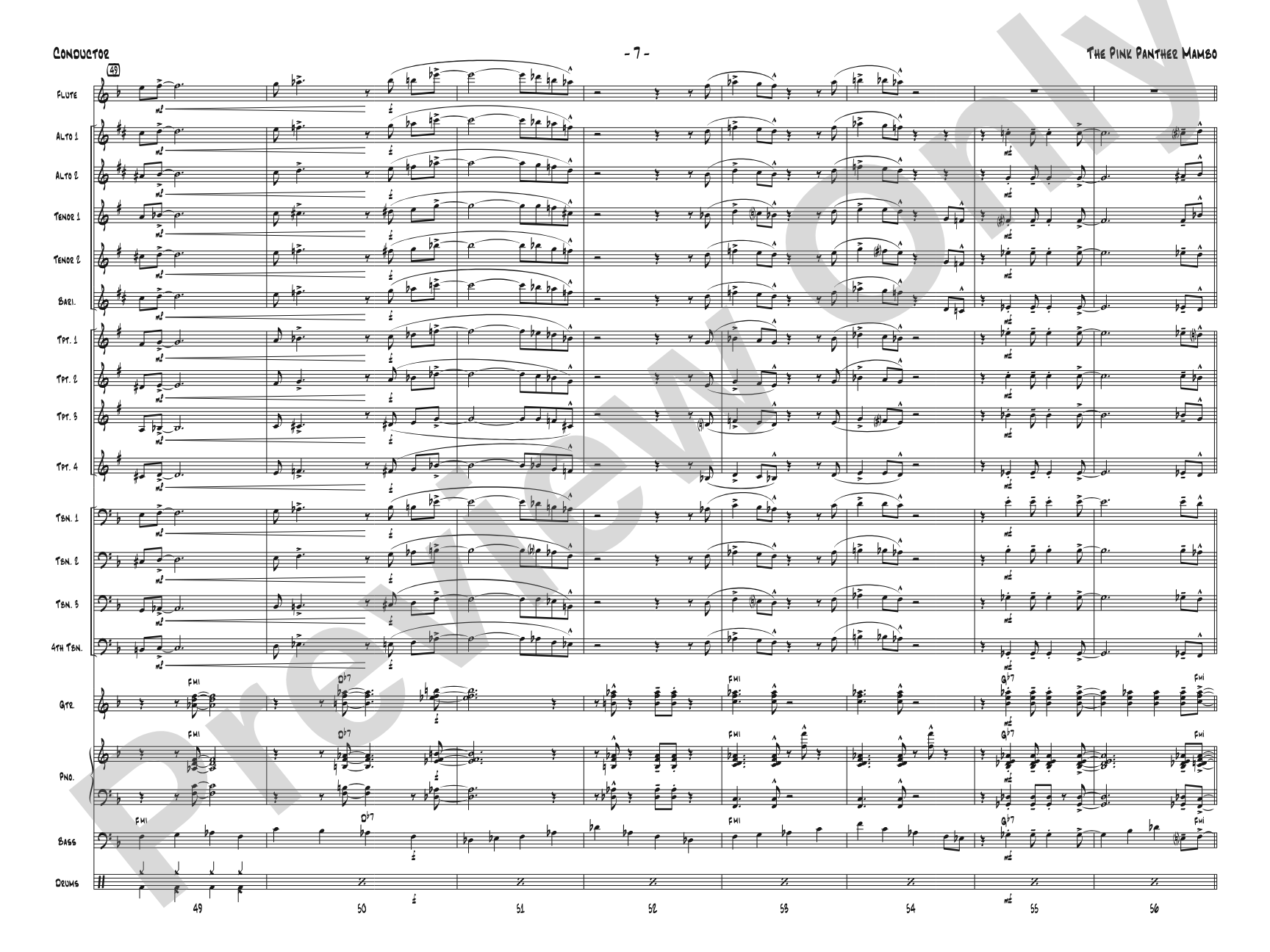 The Pink Panther Mambo: Jazz Ensemble Conductor Score & Parts