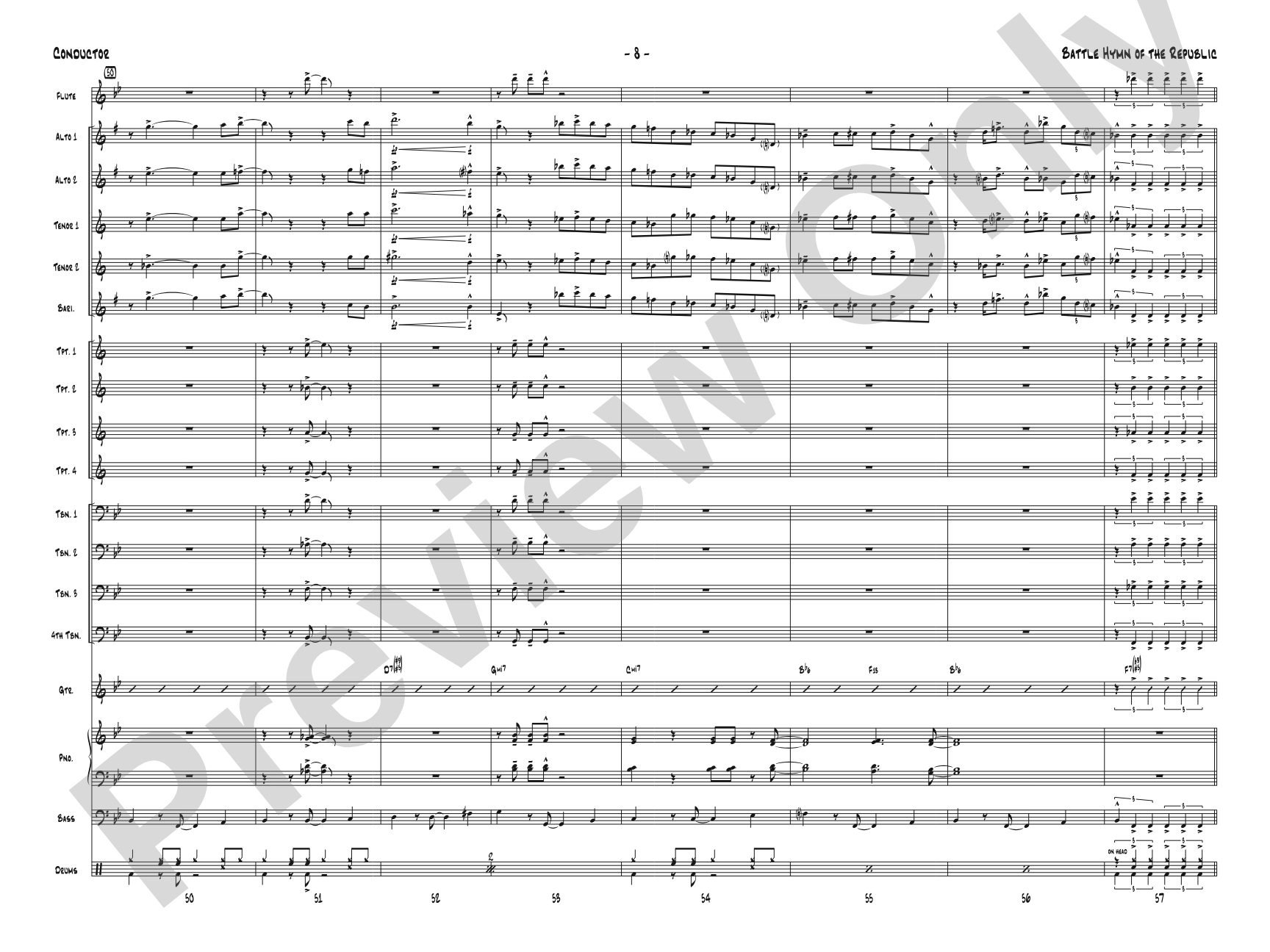 Battle Hymn of the Republic: Jazz Ensemble Conductor Score & Parts