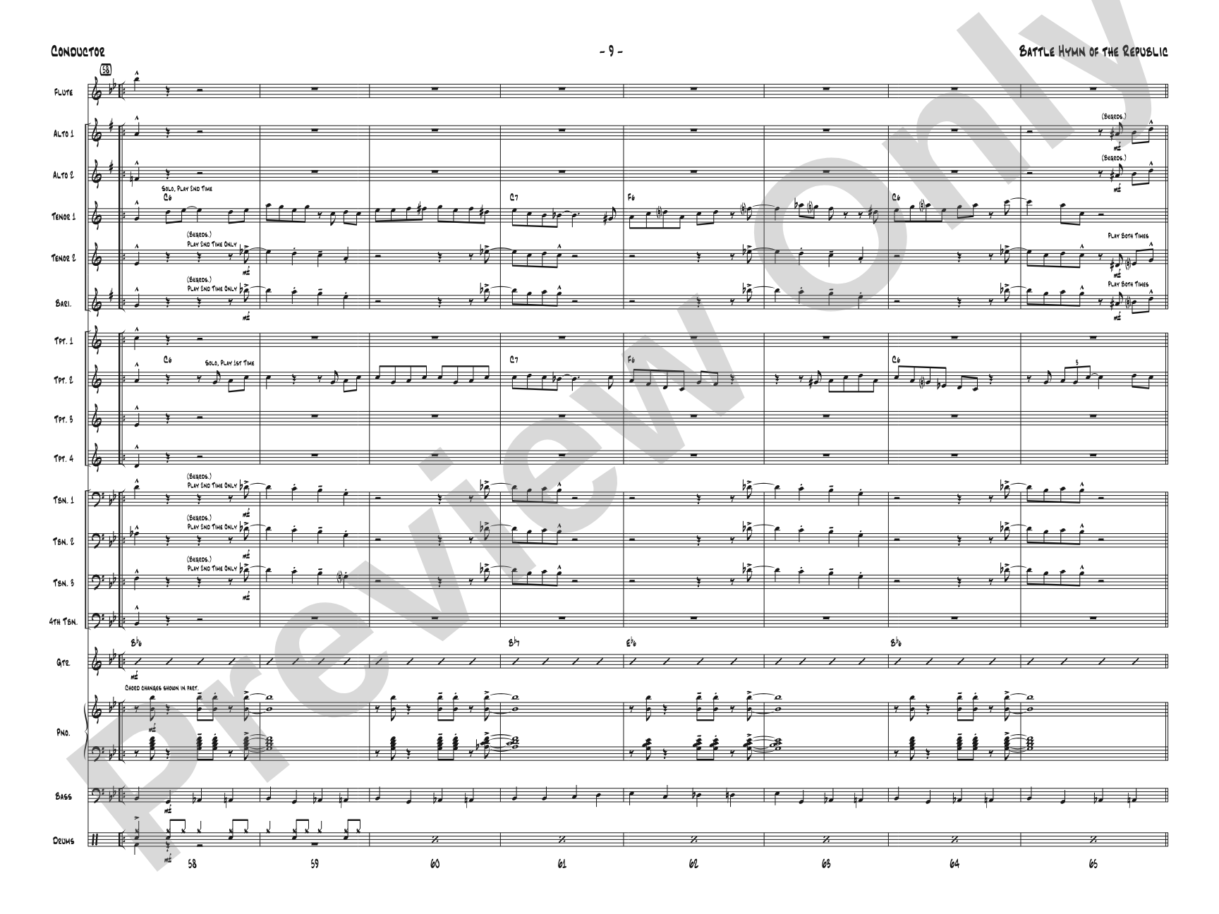 Battle Hymn of the Republic: Jazz Ensemble Conductor Score & Parts
