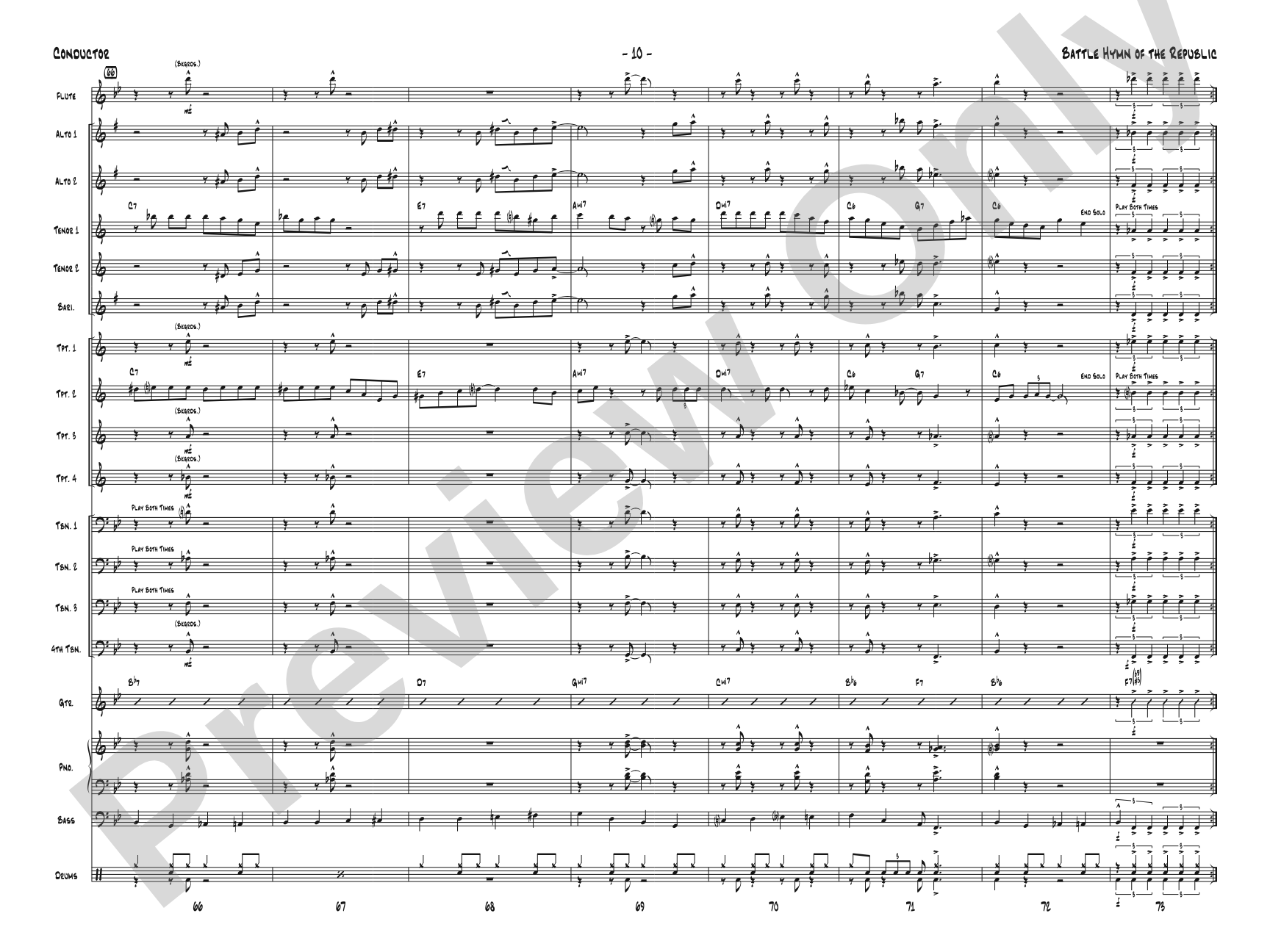 Battle Hymn of the Republic: Jazz Ensemble Conductor Score & Parts