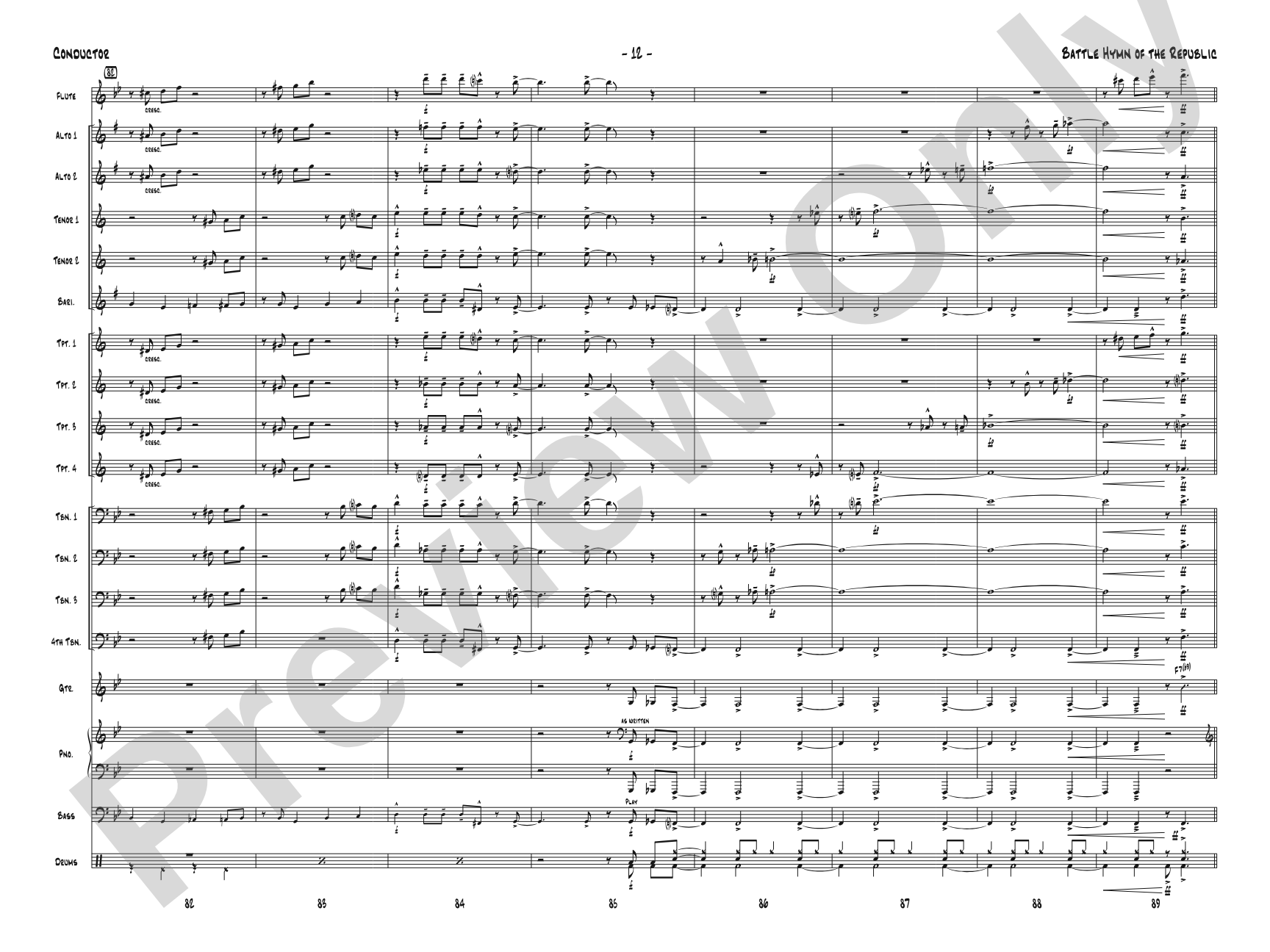 Battle Hymn of the Republic: Jazz Ensemble Conductor Score & Parts
