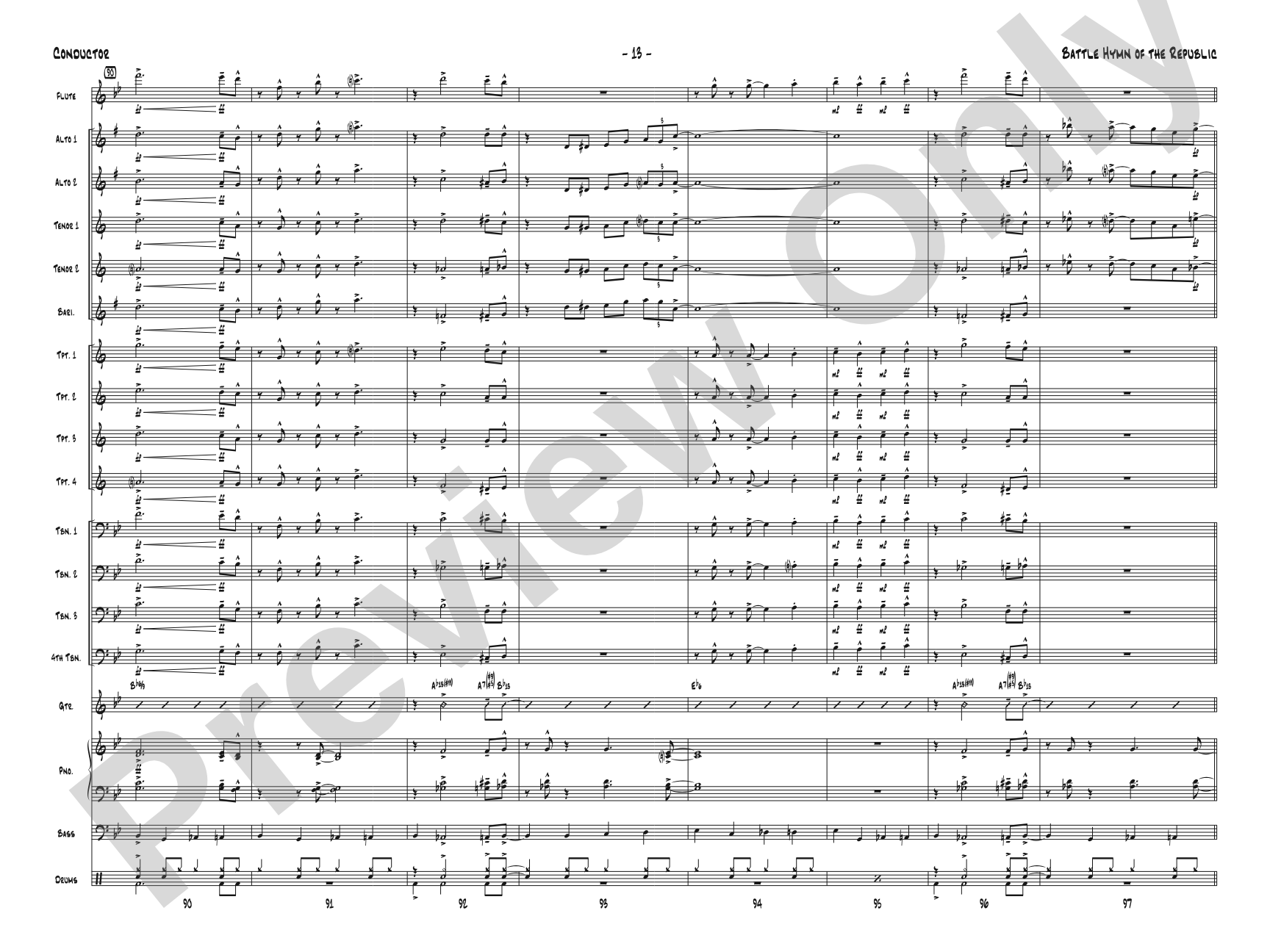 Battle Hymn of the Republic: Jazz Ensemble Conductor Score & Parts