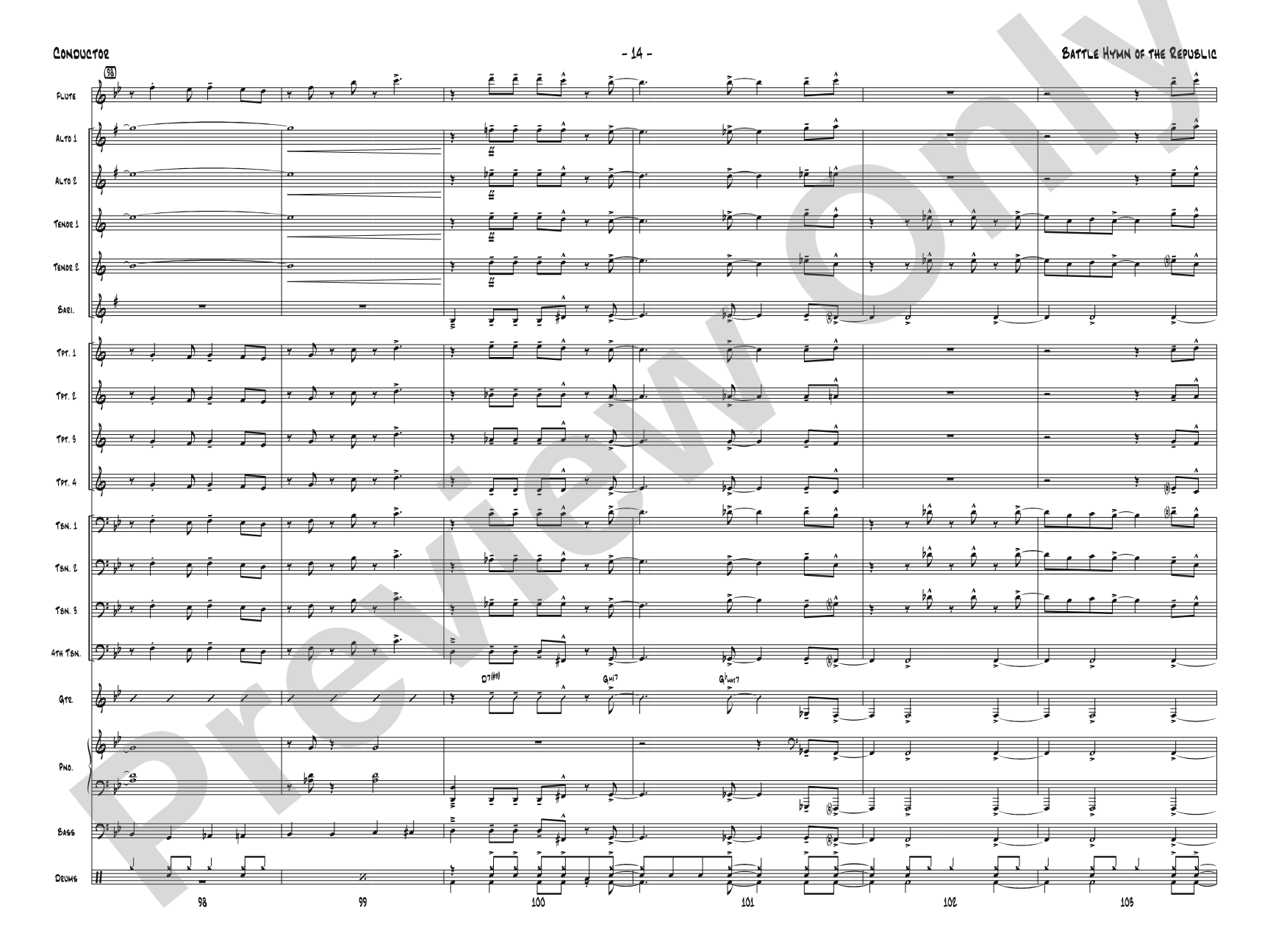 Battle Hymn of the Republic: Jazz Ensemble Conductor Score & Parts