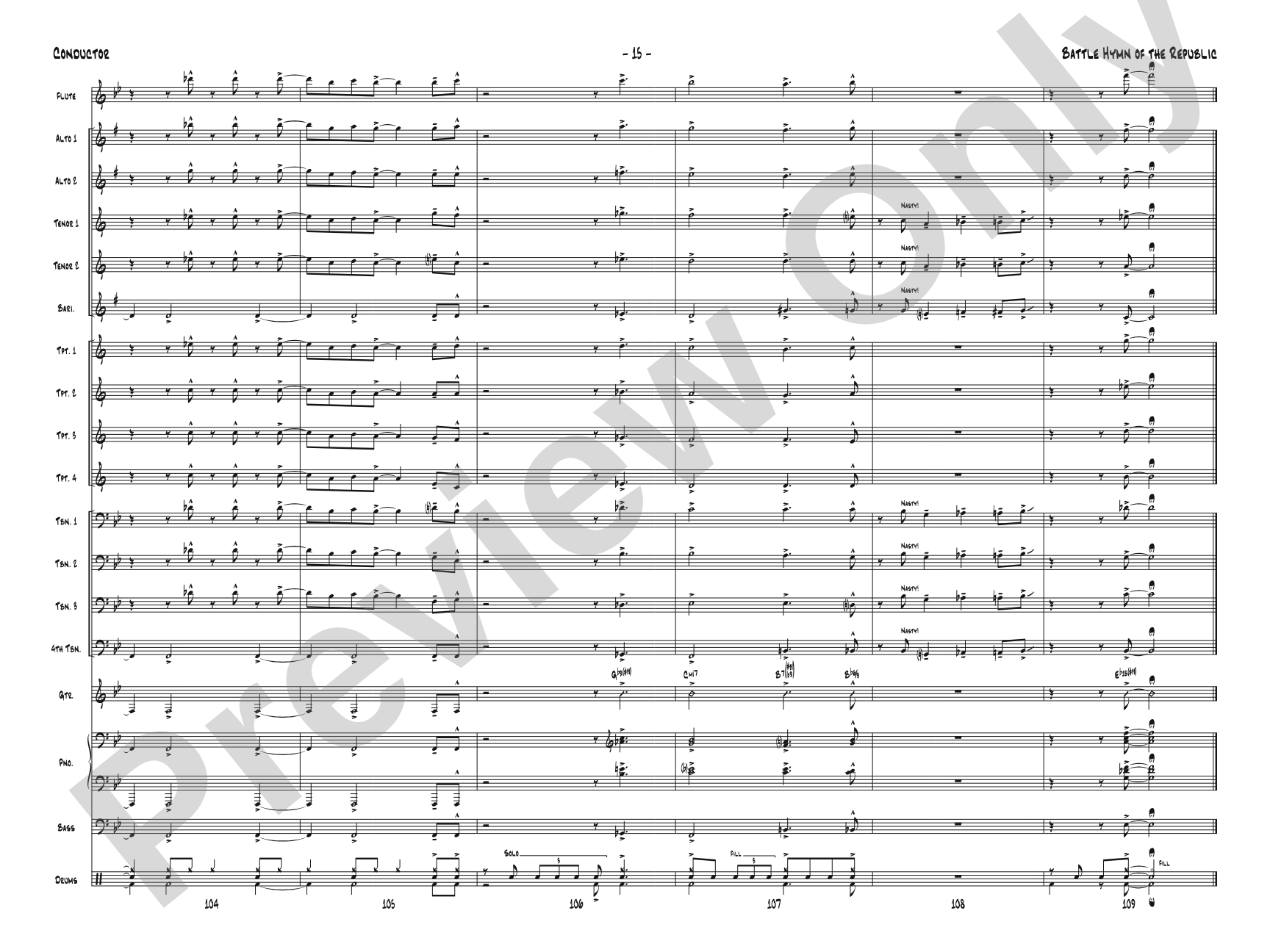 Battle Hymn of the Republic: Jazz Ensemble Conductor Score & Parts