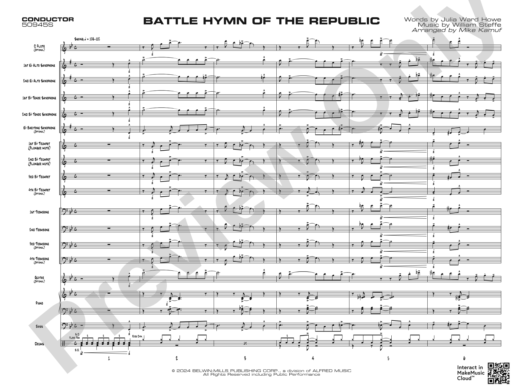 Battle Hymn of the Republic: Jazz Ensemble Conductor Score & Parts