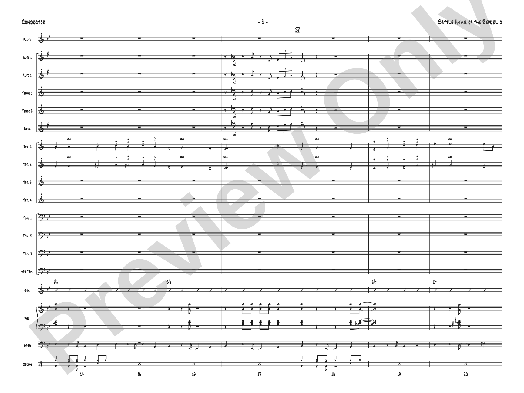 Battle Hymn of the Republic: Jazz Ensemble Conductor Score & Parts