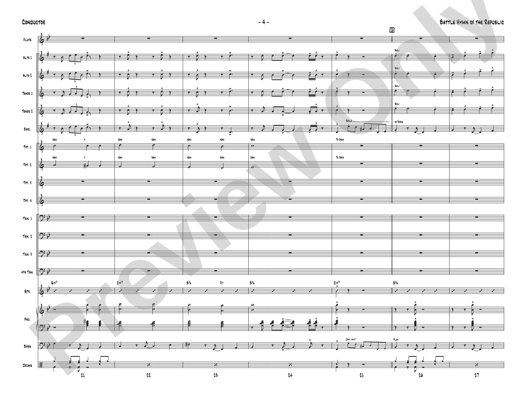 Battle Hymn of the Republic: Jazz Ensemble Conductor Score & Parts