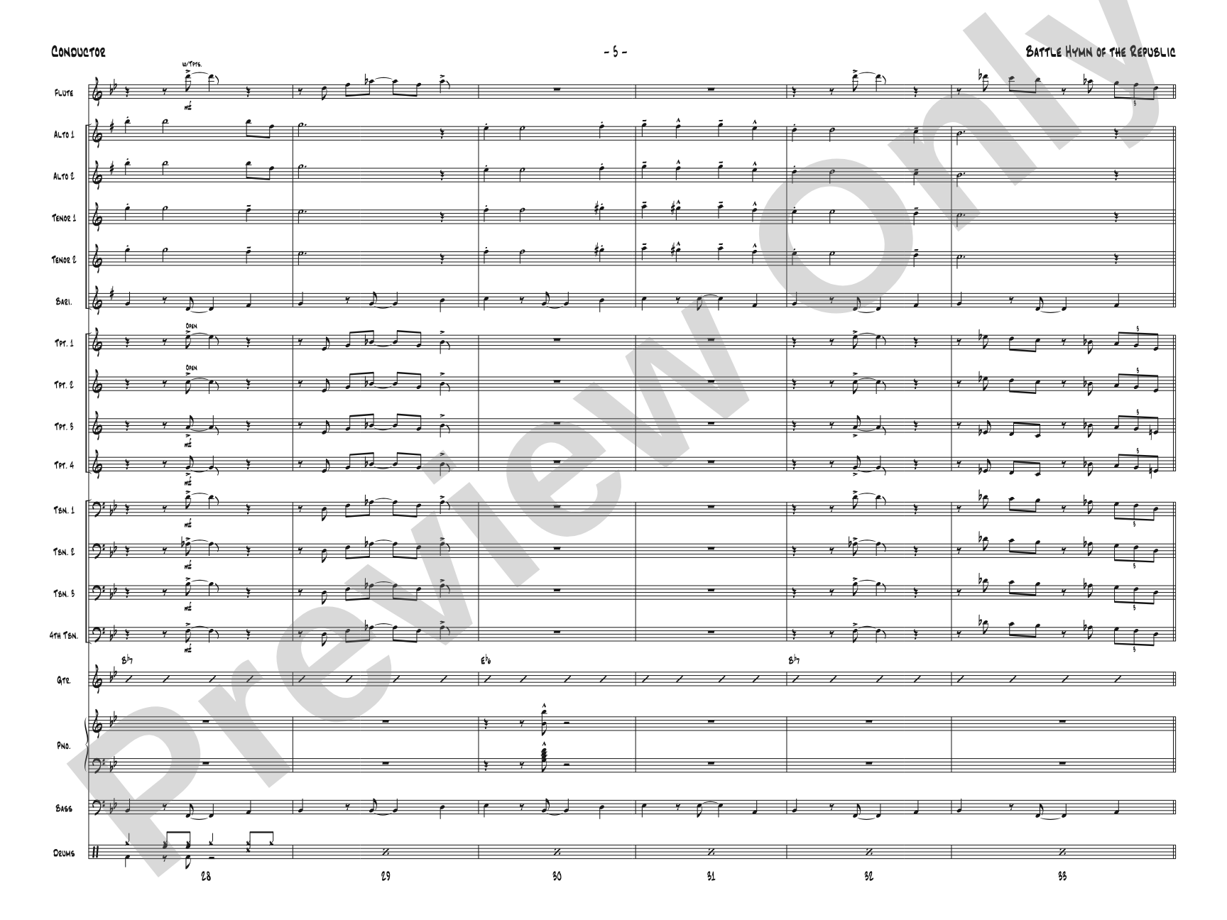 Battle Hymn of the Republic: Jazz Ensemble Conductor Score & Parts