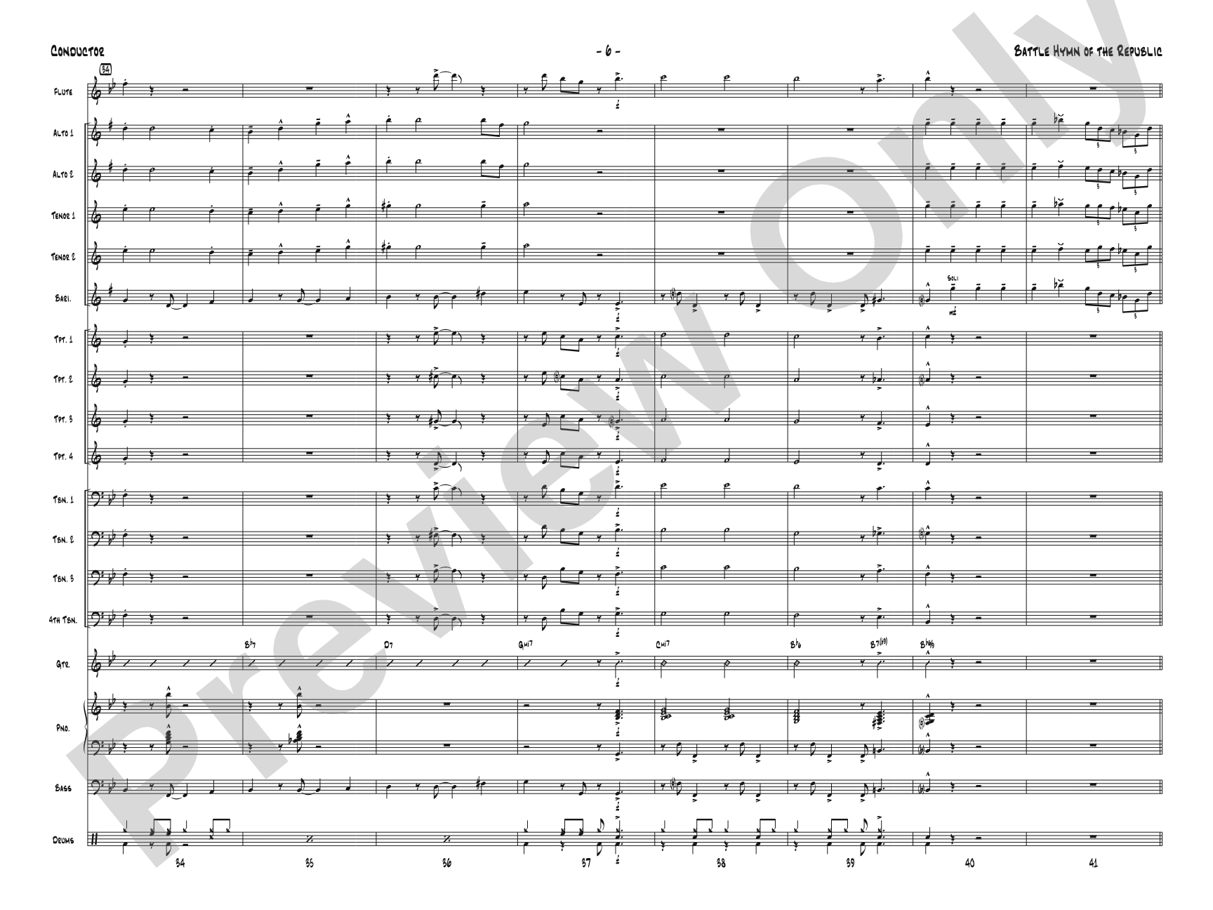 Battle Hymn of the Republic: Jazz Ensemble Conductor Score & Parts