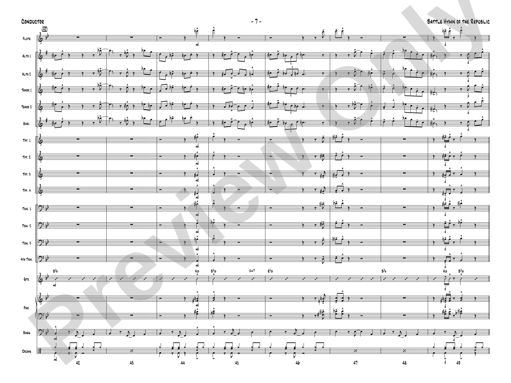 Battle Hymn of the Republic: Jazz Ensemble Conductor Score & Parts