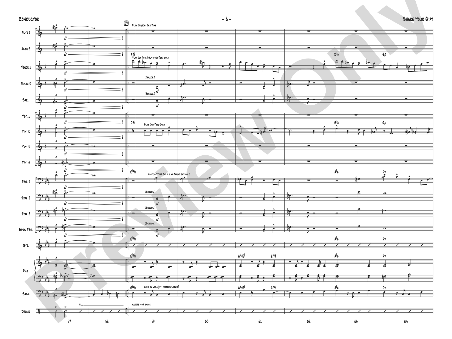Share Your Gift: Jazz Ensemble Conductor Score & Parts