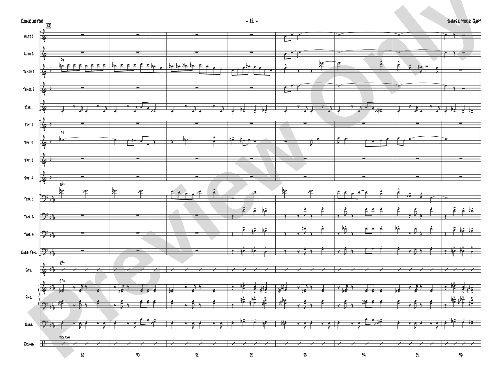 Share Your Gift: Jazz Ensemble Conductor Score & Parts