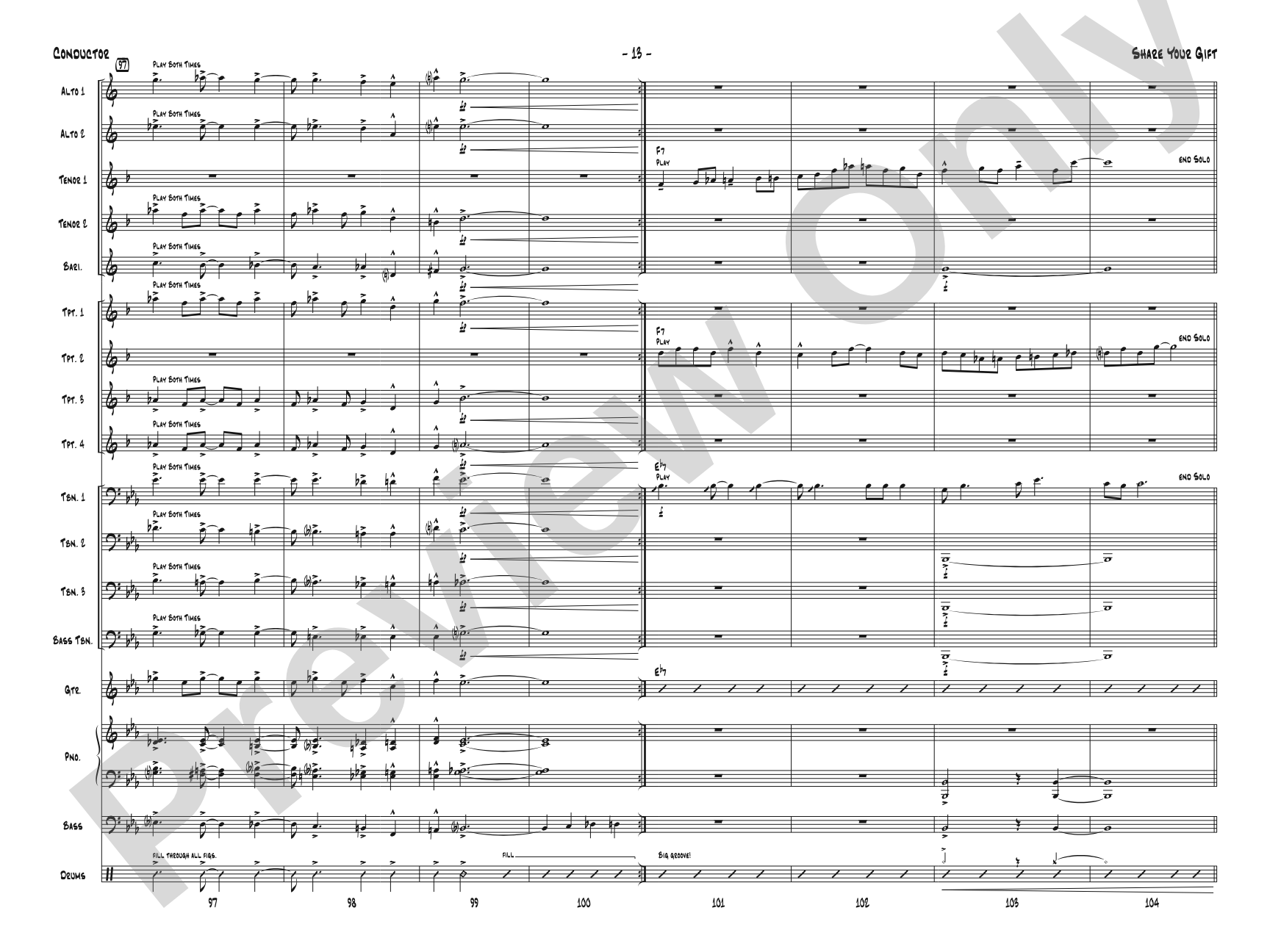 Share Your Gift: Jazz Ensemble Conductor Score & Parts