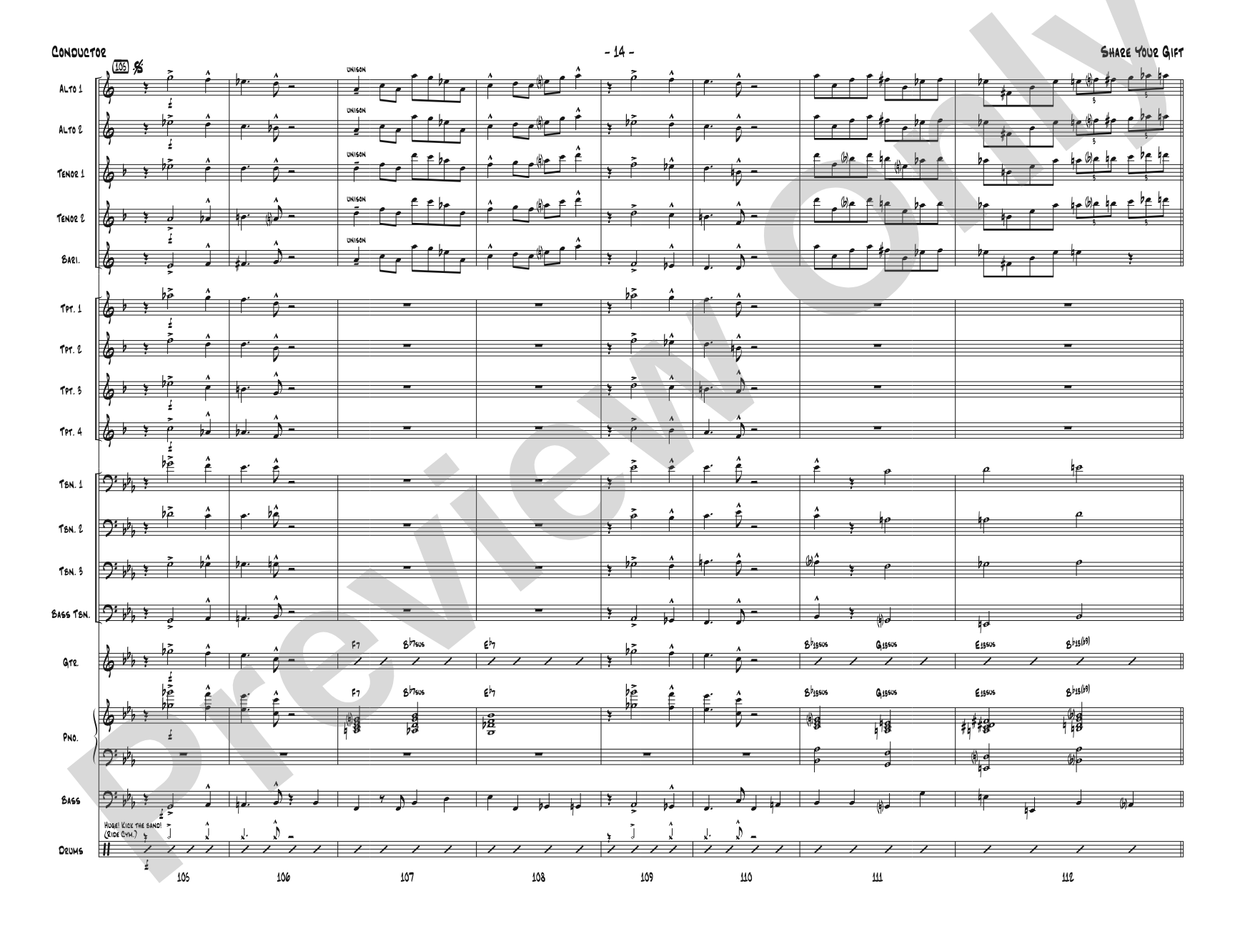 Share Your Gift: Jazz Ensemble Conductor Score & Parts
