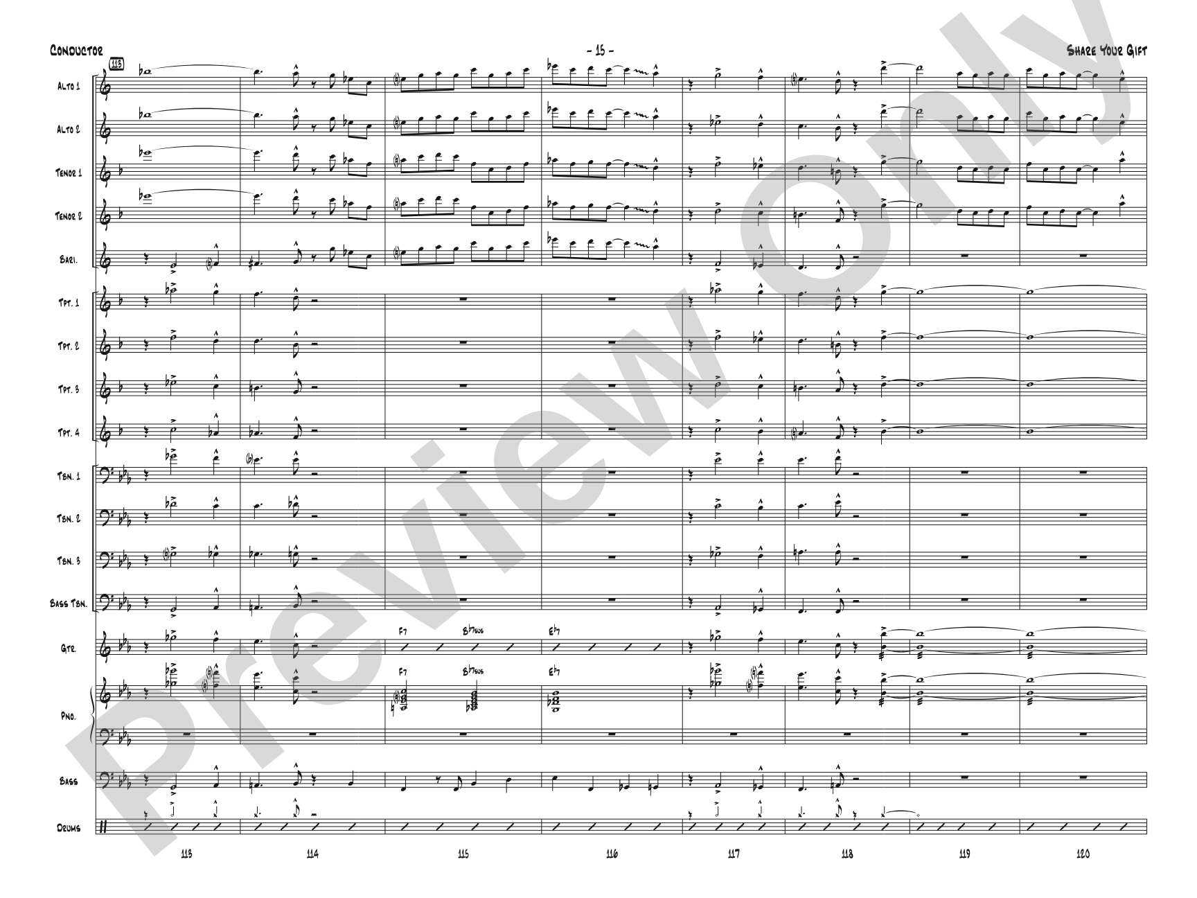 Share Your Gift: Jazz Ensemble Conductor Score & Parts