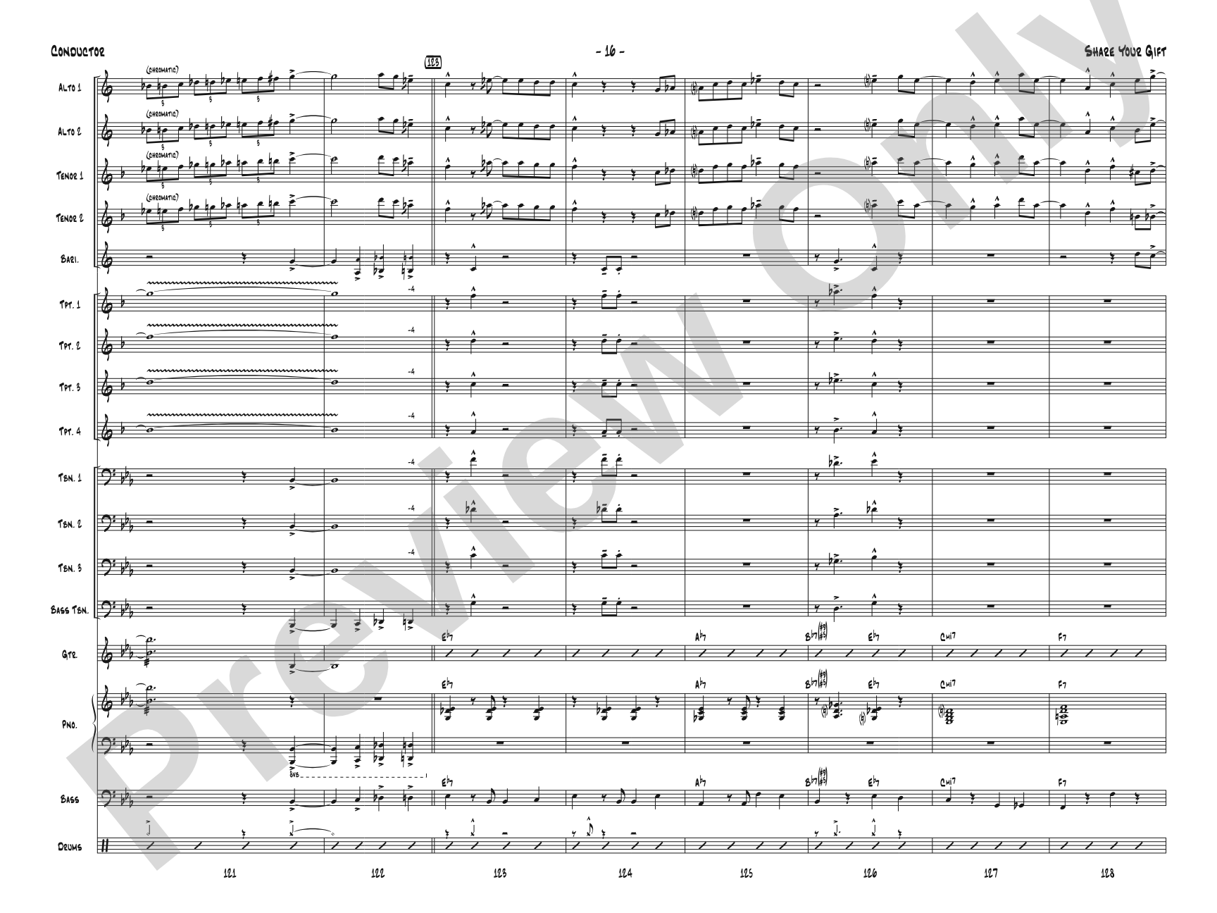 Share Your Gift: Jazz Ensemble Conductor Score & Parts