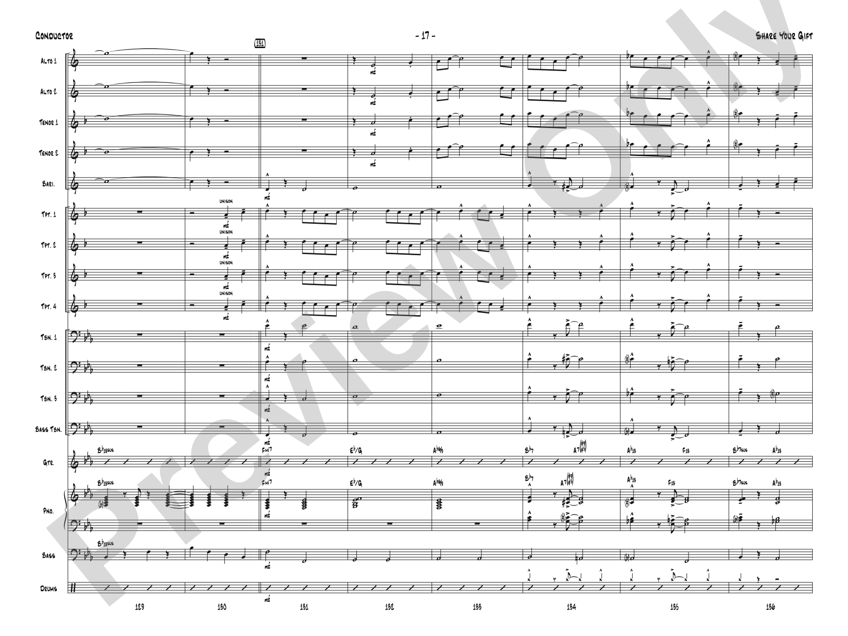 Share Your Gift: Jazz Ensemble Conductor Score & Parts