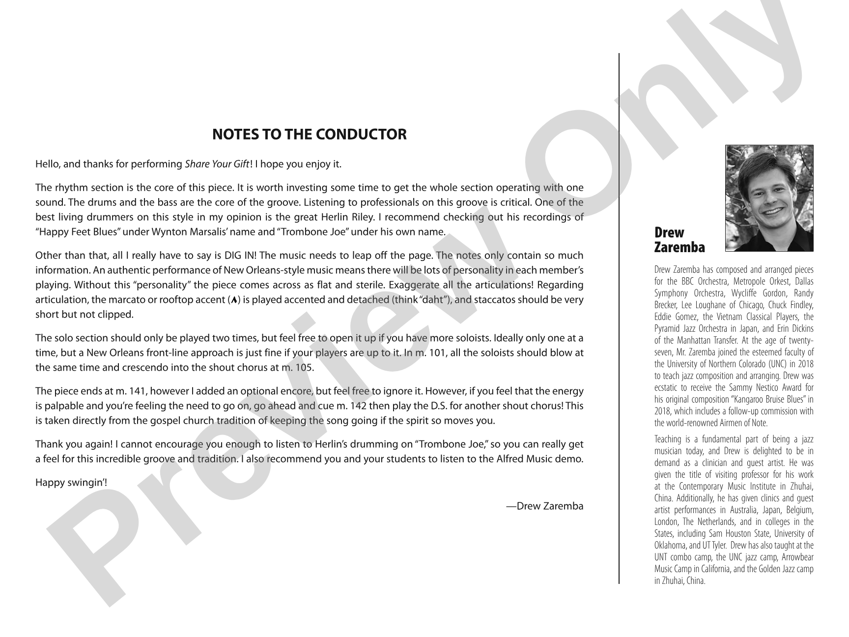 Share Your Gift: Jazz Ensemble Conductor Score & Parts
