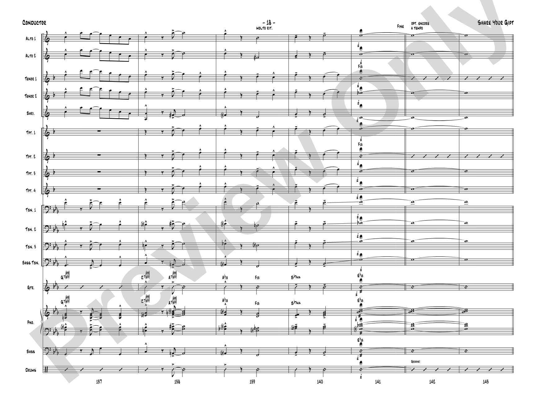 Share Your Gift: Jazz Ensemble Conductor Score & Parts