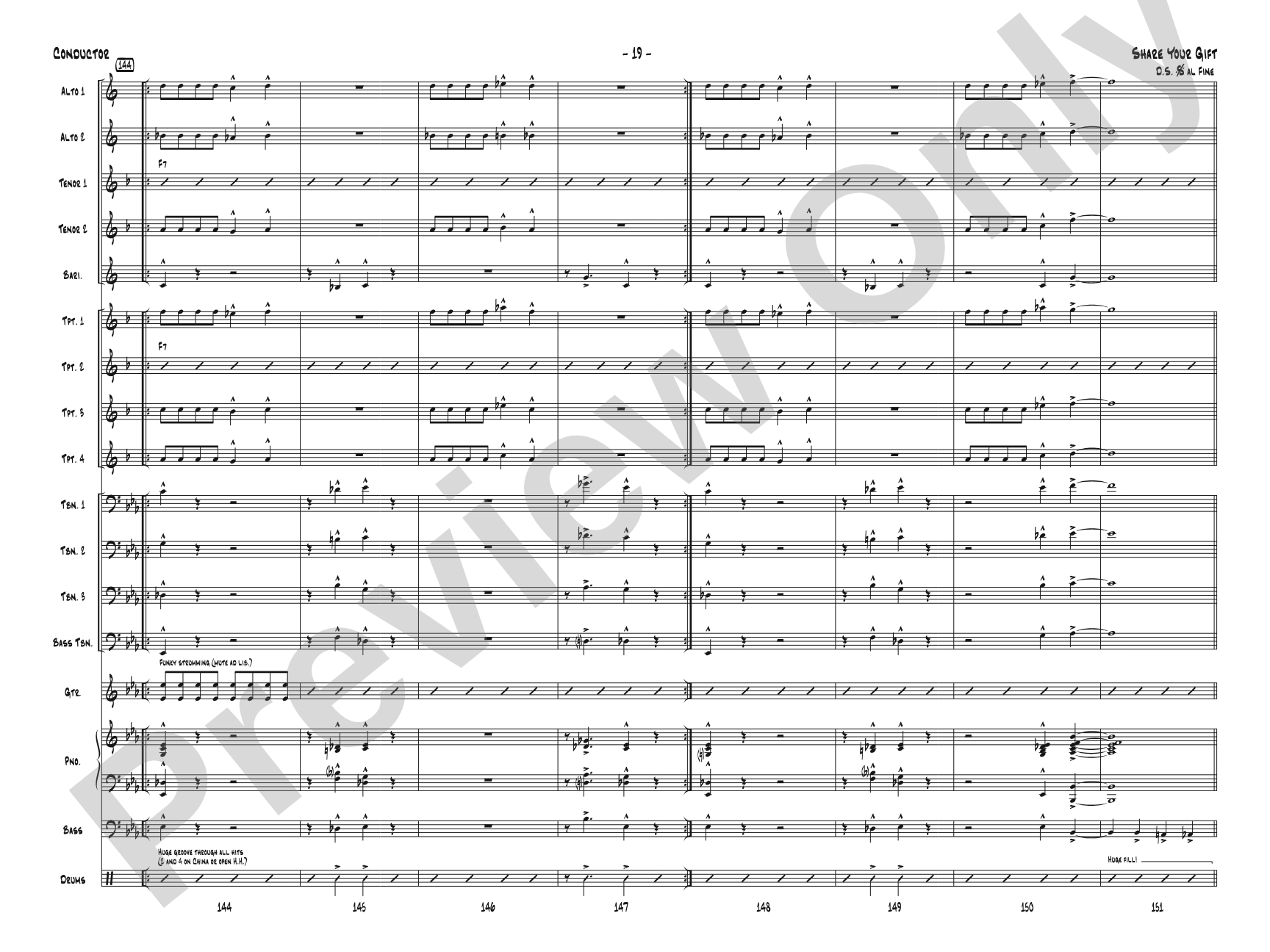 Share Your Gift: Jazz Ensemble Conductor Score & Parts