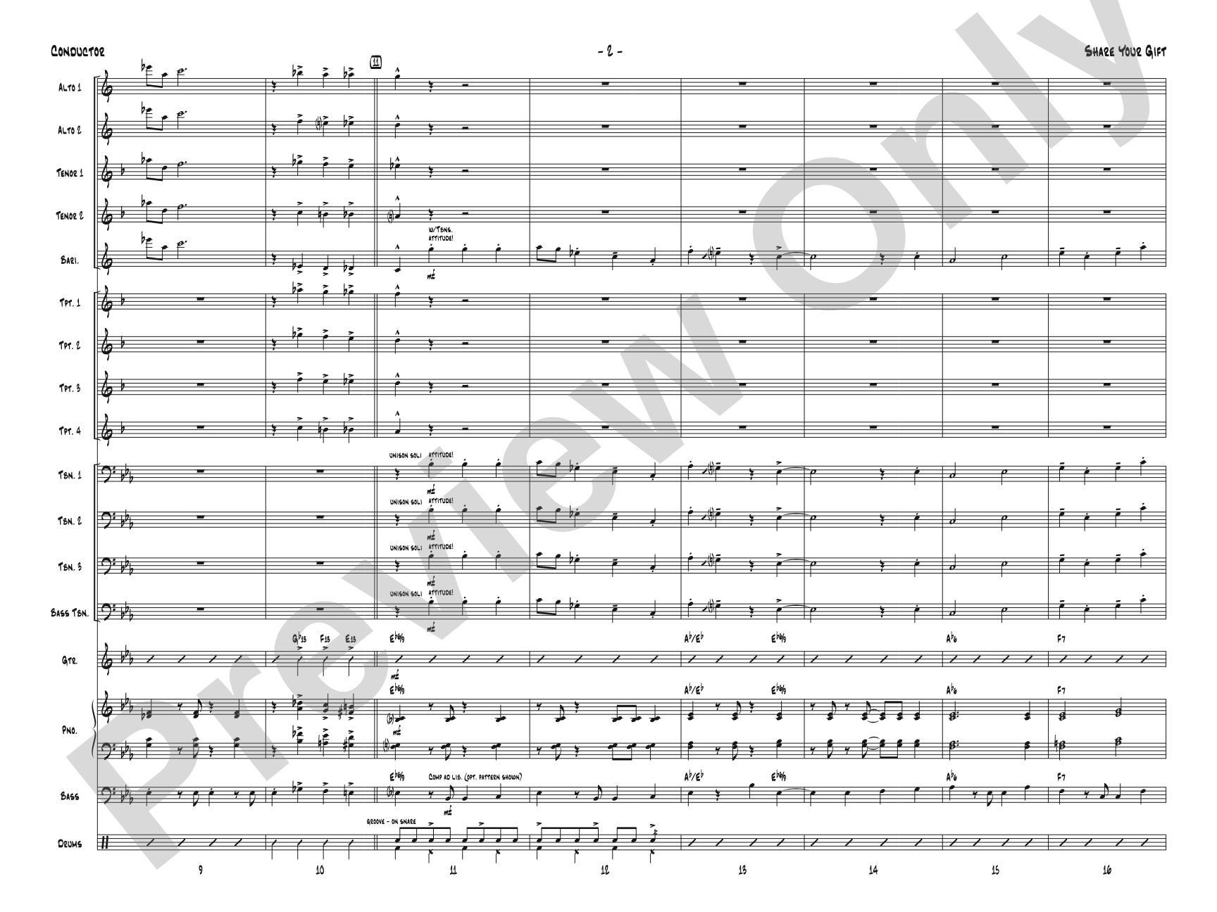 Share Your Gift: Jazz Ensemble Conductor Score & Parts