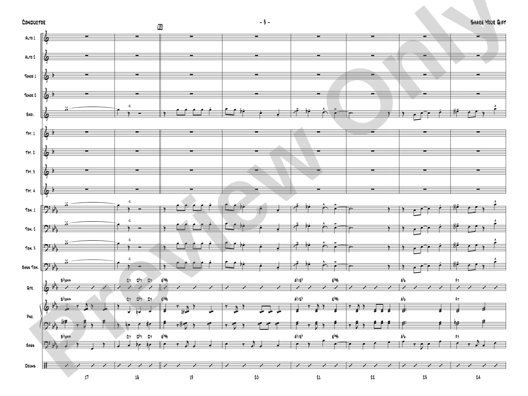Share Your Gift: Jazz Ensemble Conductor Score & Parts
