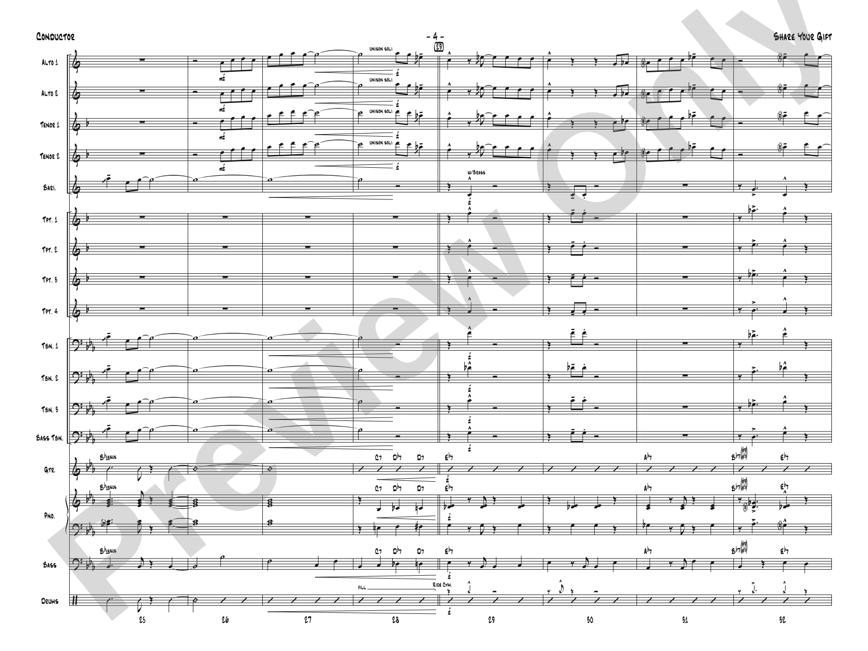 Share Your Gift: Jazz Ensemble Conductor Score & Parts