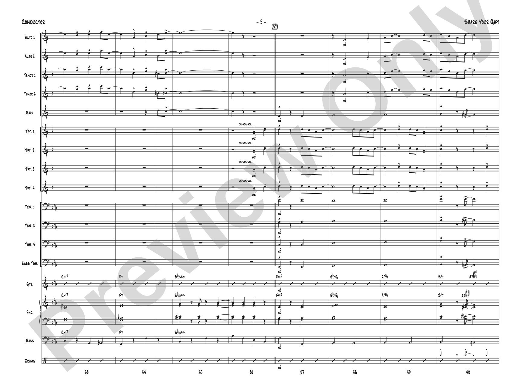 Share Your Gift: Jazz Ensemble Conductor Score & Parts