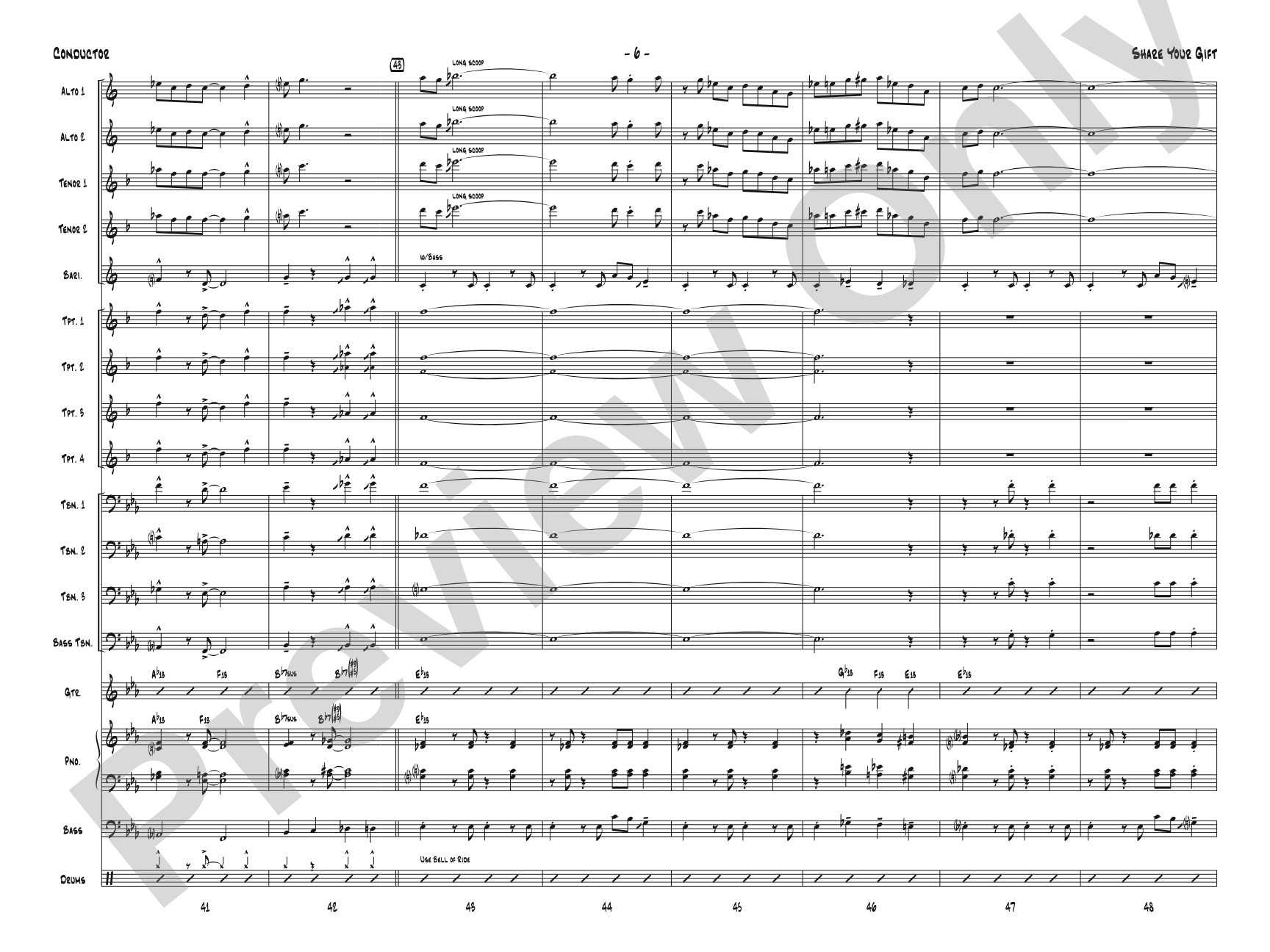 Share Your Gift: Jazz Ensemble Conductor Score & Parts