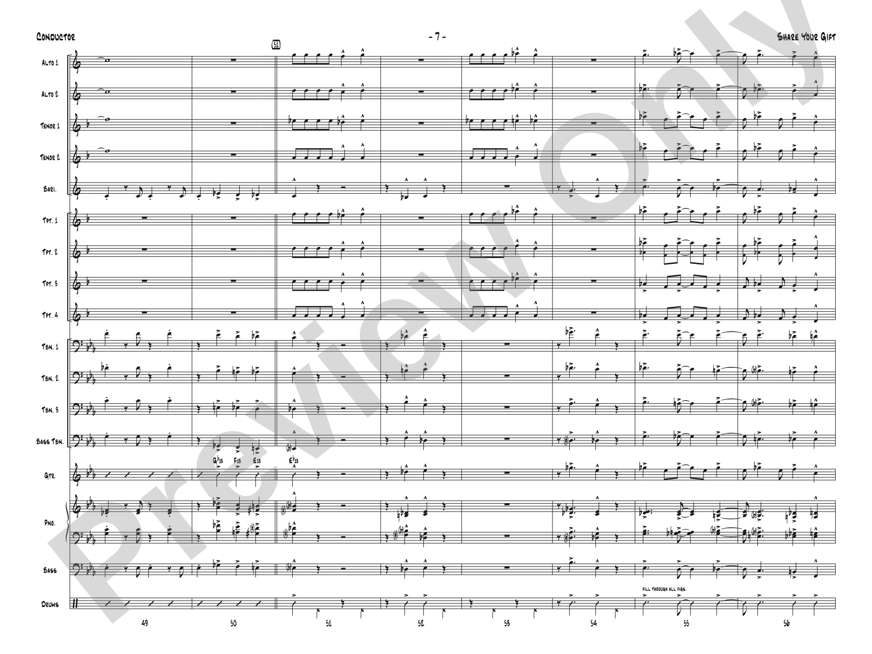 Share Your Gift: Jazz Ensemble Conductor Score & Parts
