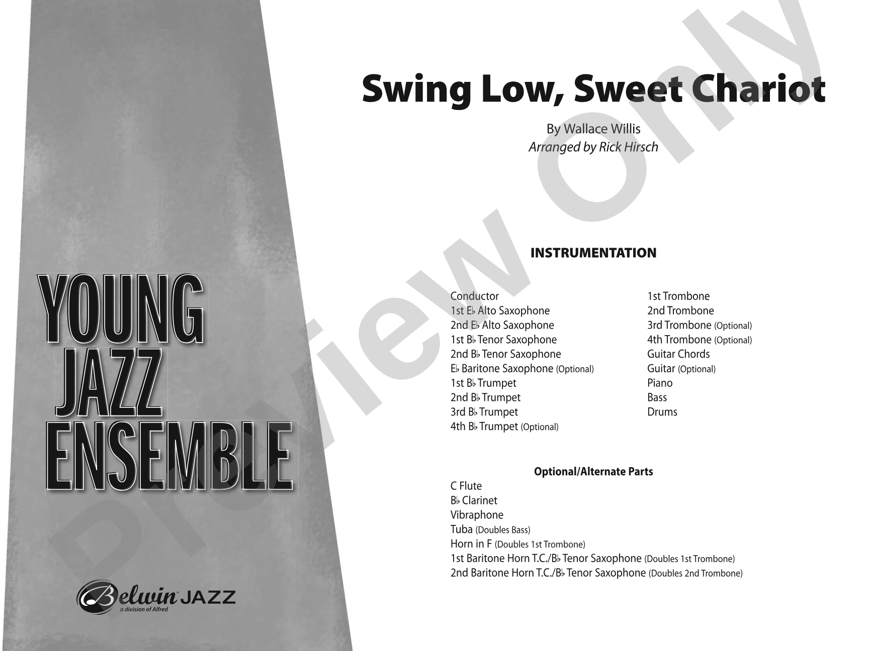 Swing Low, Sweet Chariot: Jazz Ensemble Conductor Score & Parts