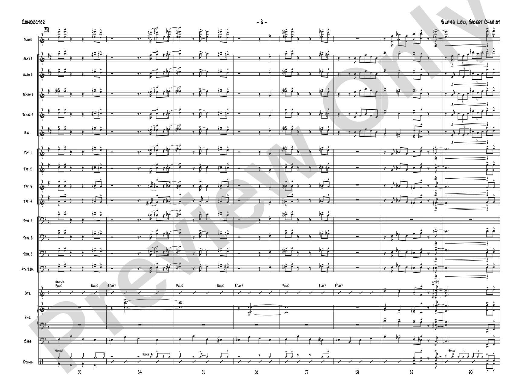 Swing Low, Sweet Chariot: Jazz Ensemble Conductor Score & Parts
