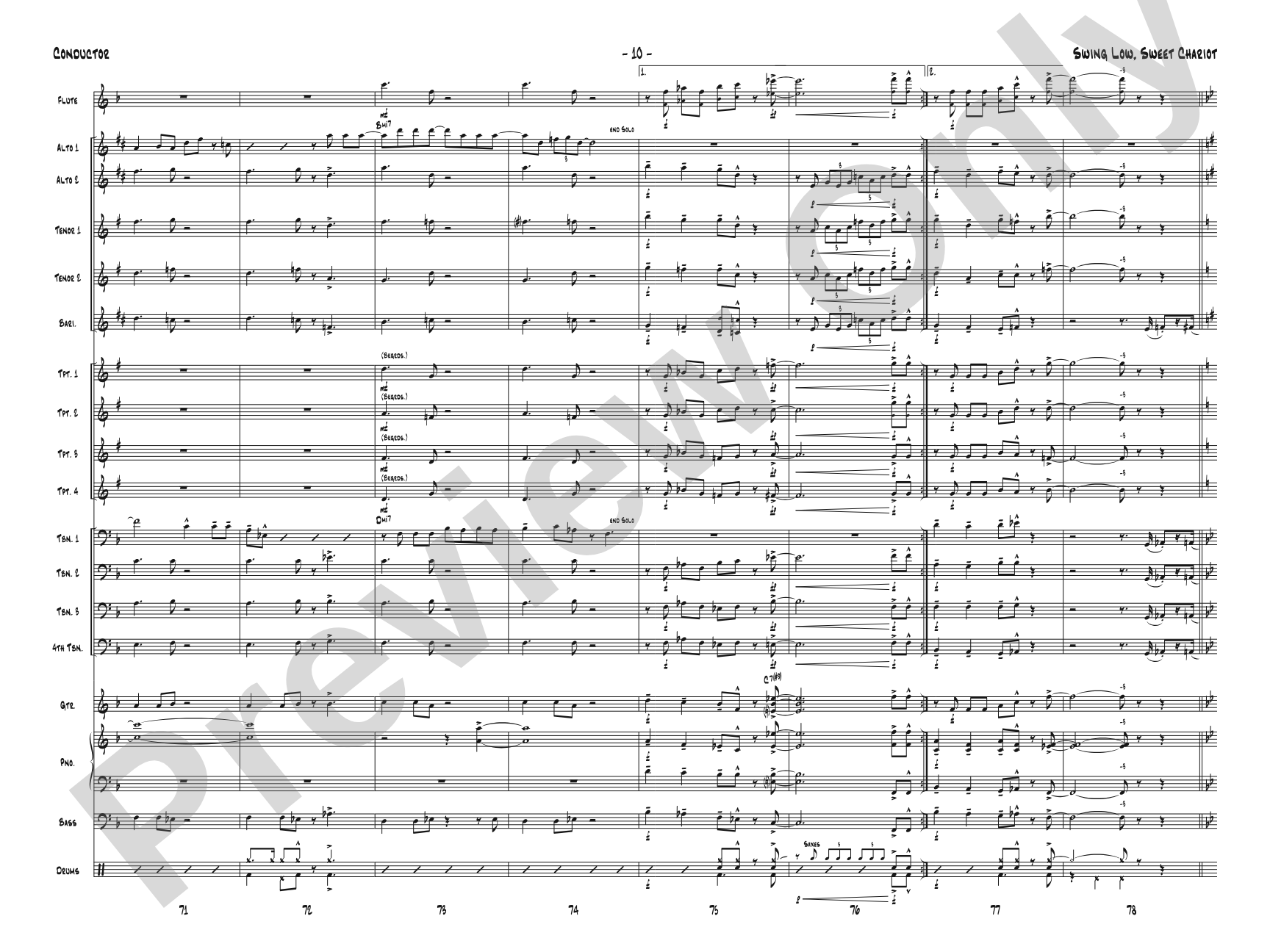 Swing Low, Sweet Chariot: Jazz Ensemble Conductor Score & Parts