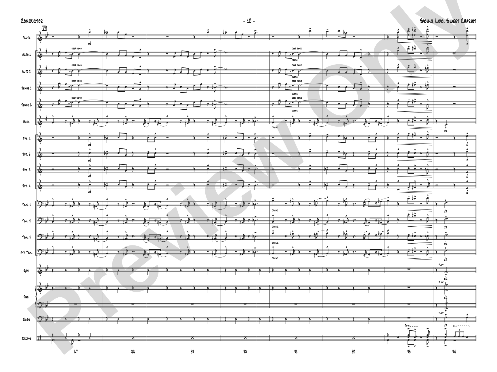 Swing Low, Sweet Chariot: Jazz Ensemble Conductor Score & Parts