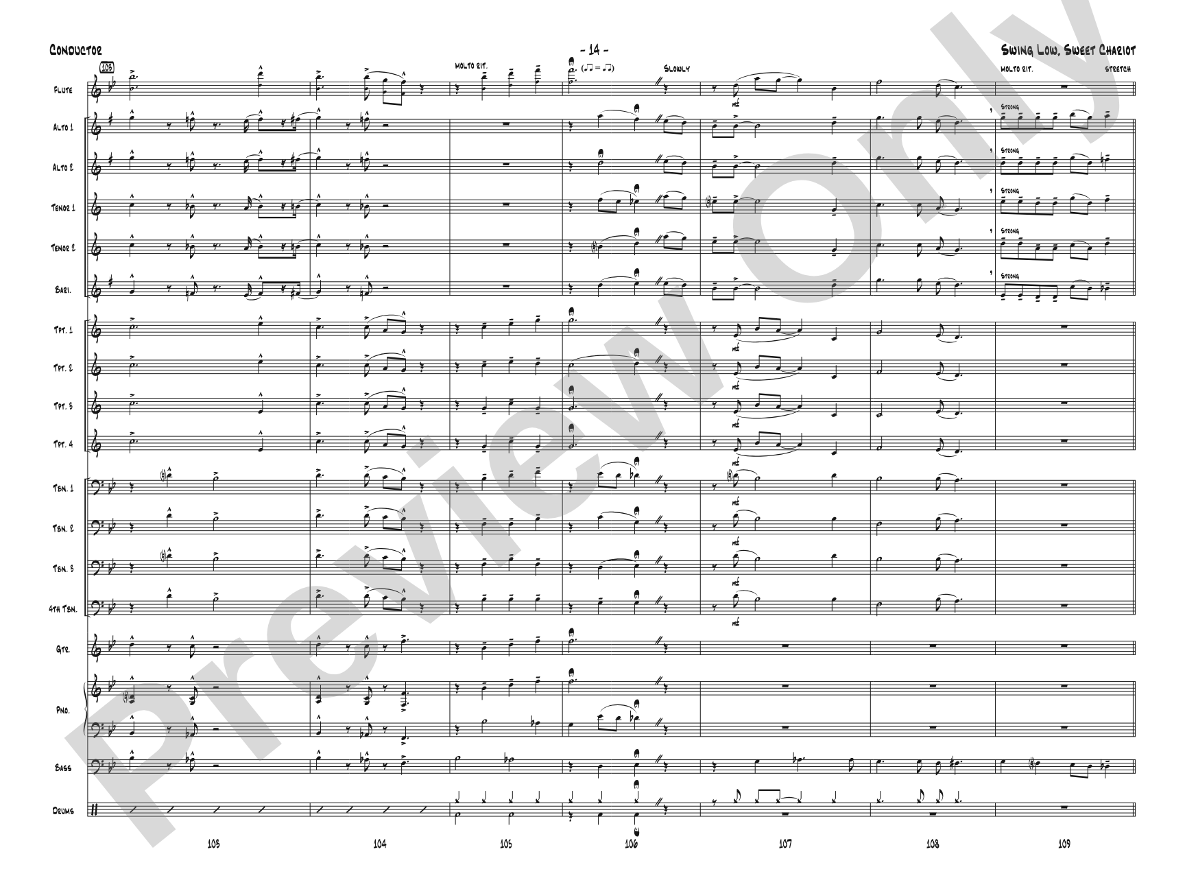 Swing Low, Sweet Chariot: Jazz Ensemble Conductor Score & Parts