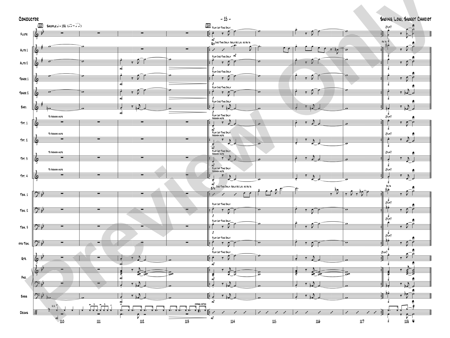 Swing Low, Sweet Chariot: Jazz Ensemble Conductor Score & Parts