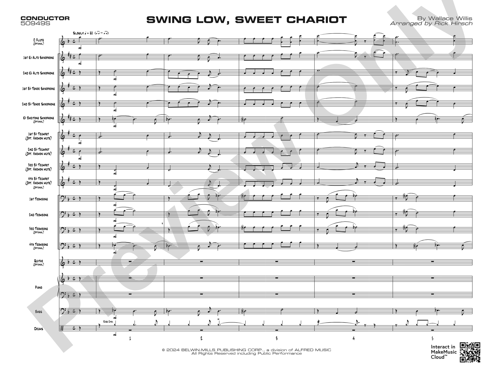 Swing Low, Sweet Chariot: Jazz Ensemble Conductor Score & Parts