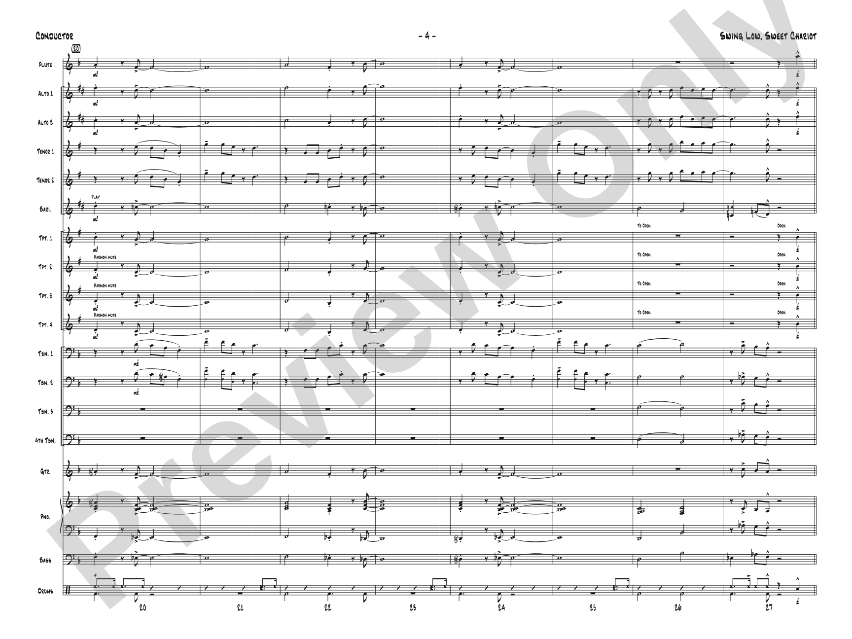 Swing Low, Sweet Chariot: Jazz Ensemble Conductor Score & Parts