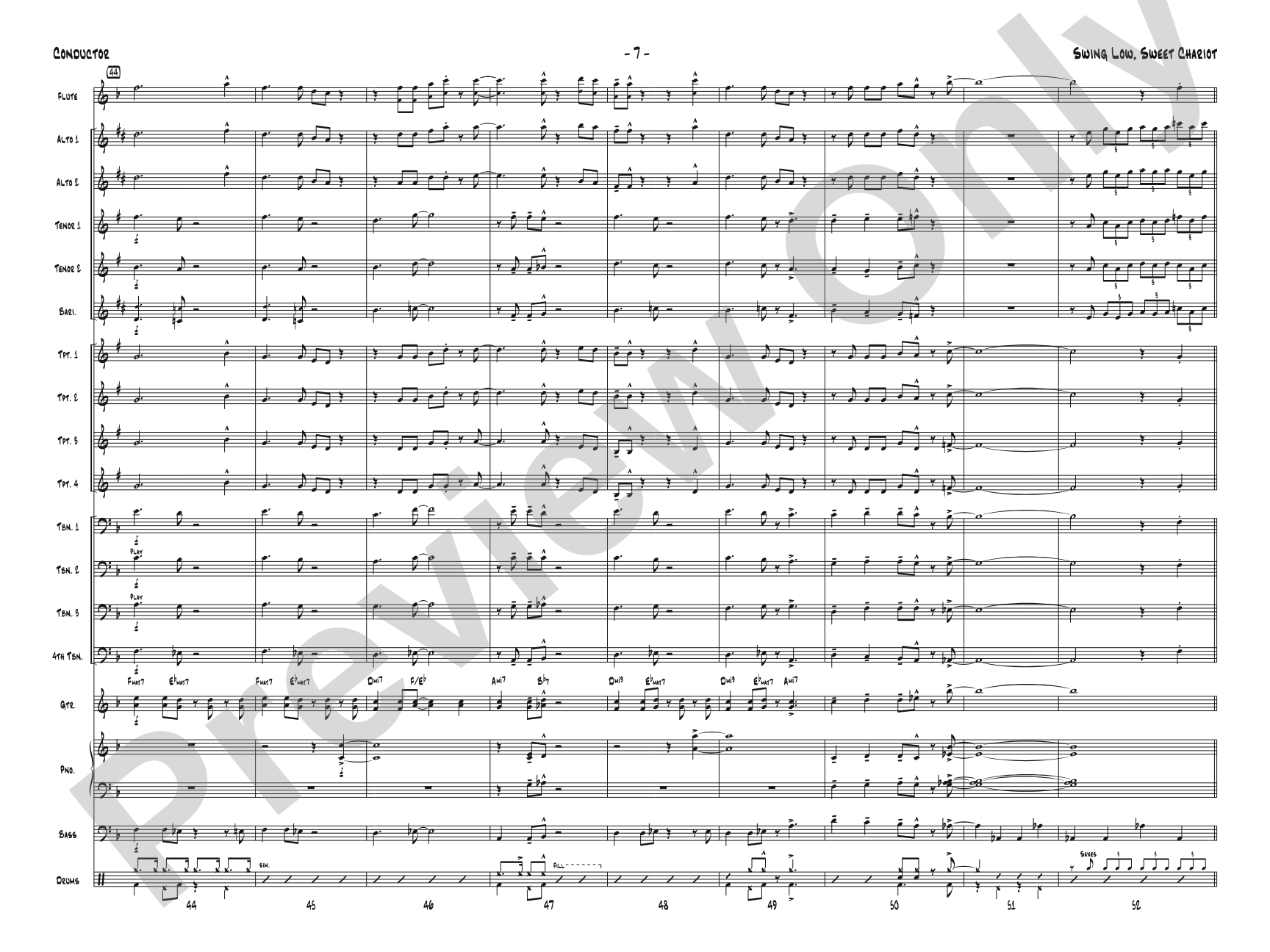 Swing Low, Sweet Chariot: Jazz Ensemble Conductor Score & Parts