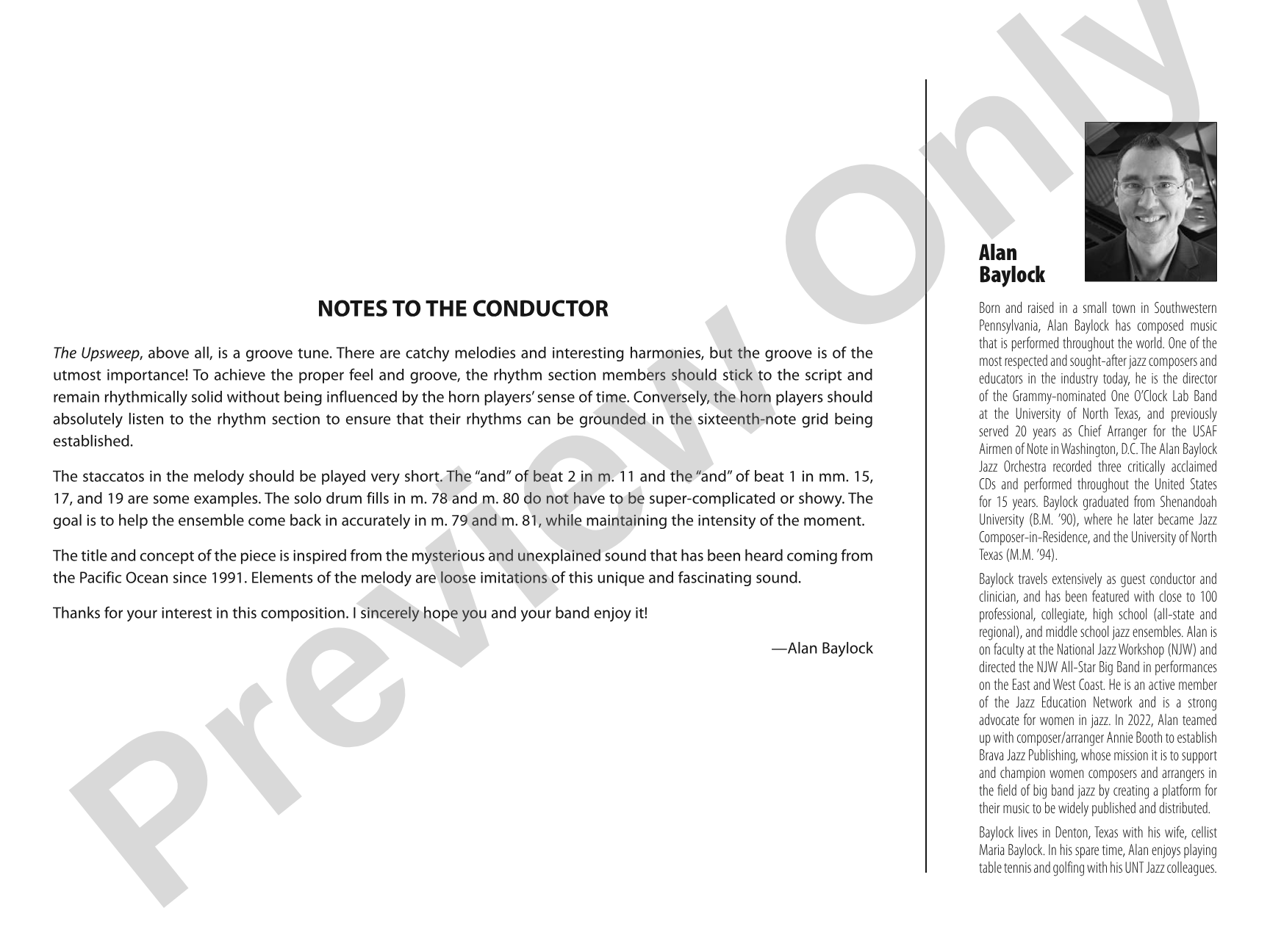 The Upsweep: Jazz Ensemble Conductor Score & Parts