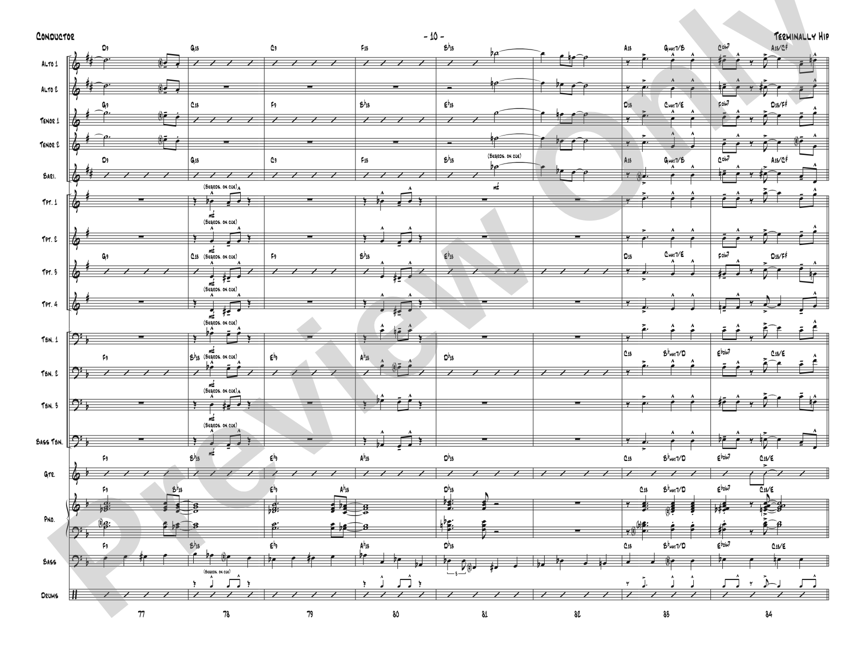 Terminally Hip: Jazz Ensemble Conductor Score & Parts