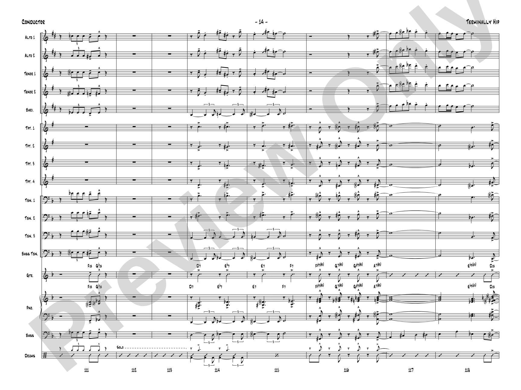 Terminally Hip: Jazz Ensemble Conductor Score & Parts