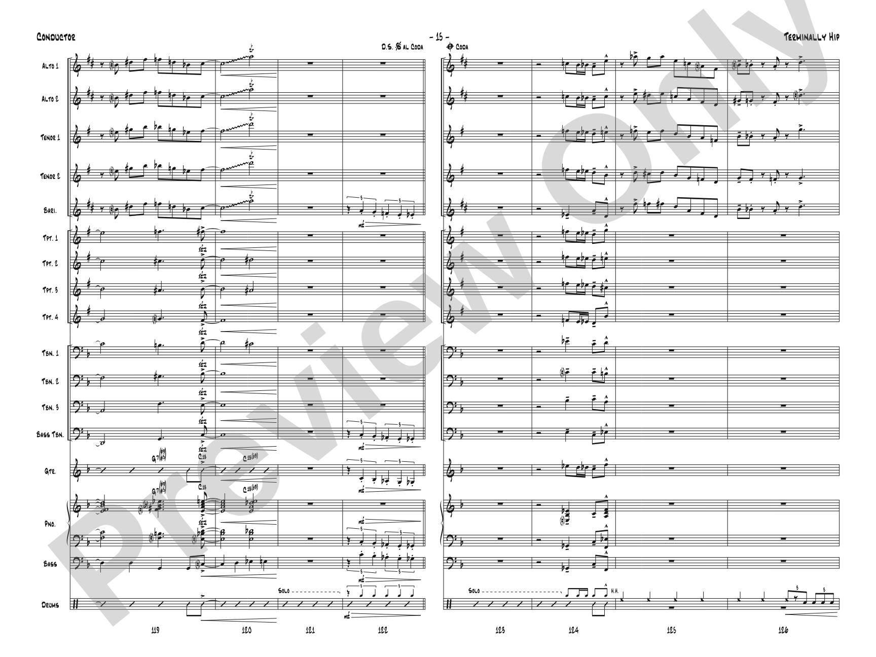 Terminally Hip: Jazz Ensemble Conductor Score & Parts