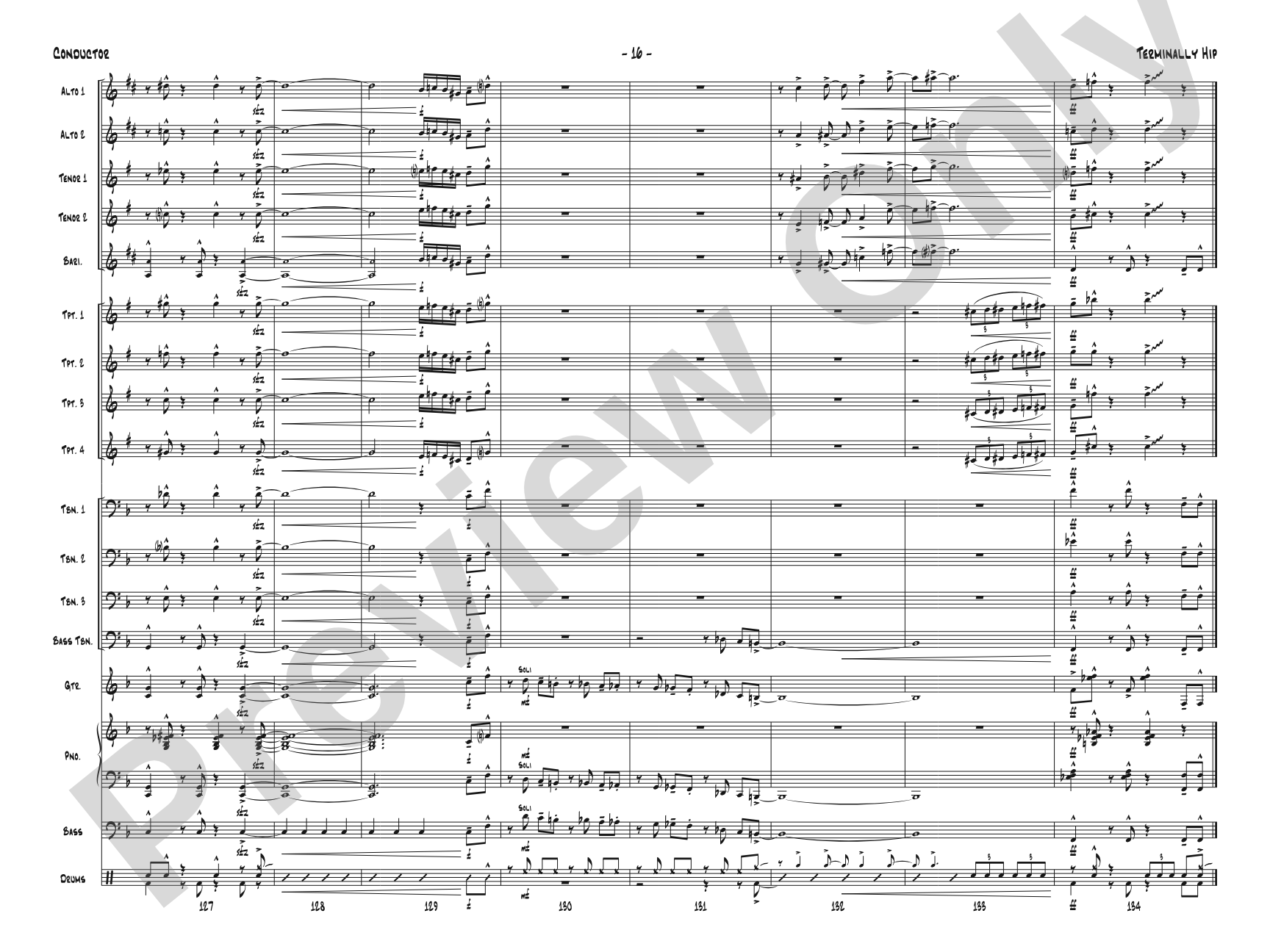 Terminally Hip: Jazz Ensemble Conductor Score & Parts
