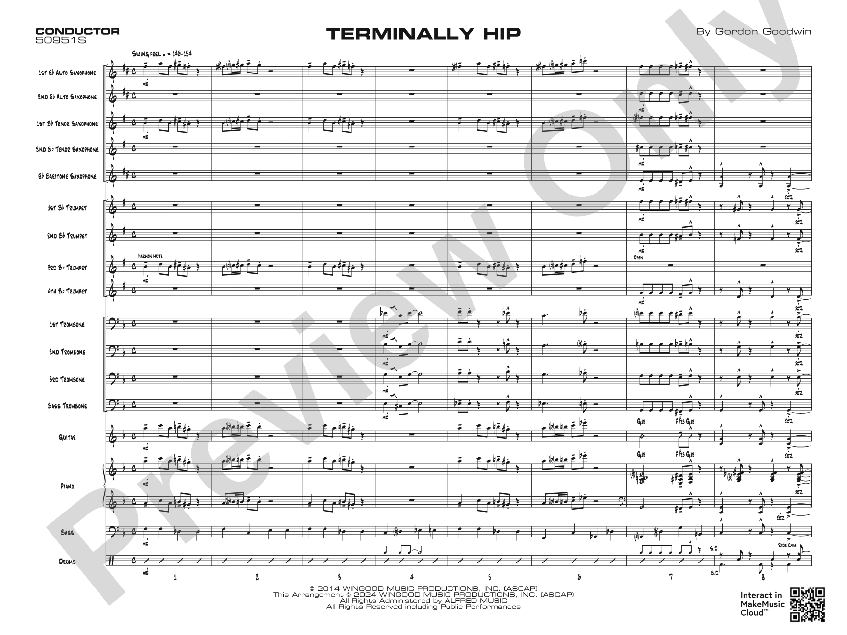 Terminally Hip: Jazz Ensemble Conductor Score & Parts