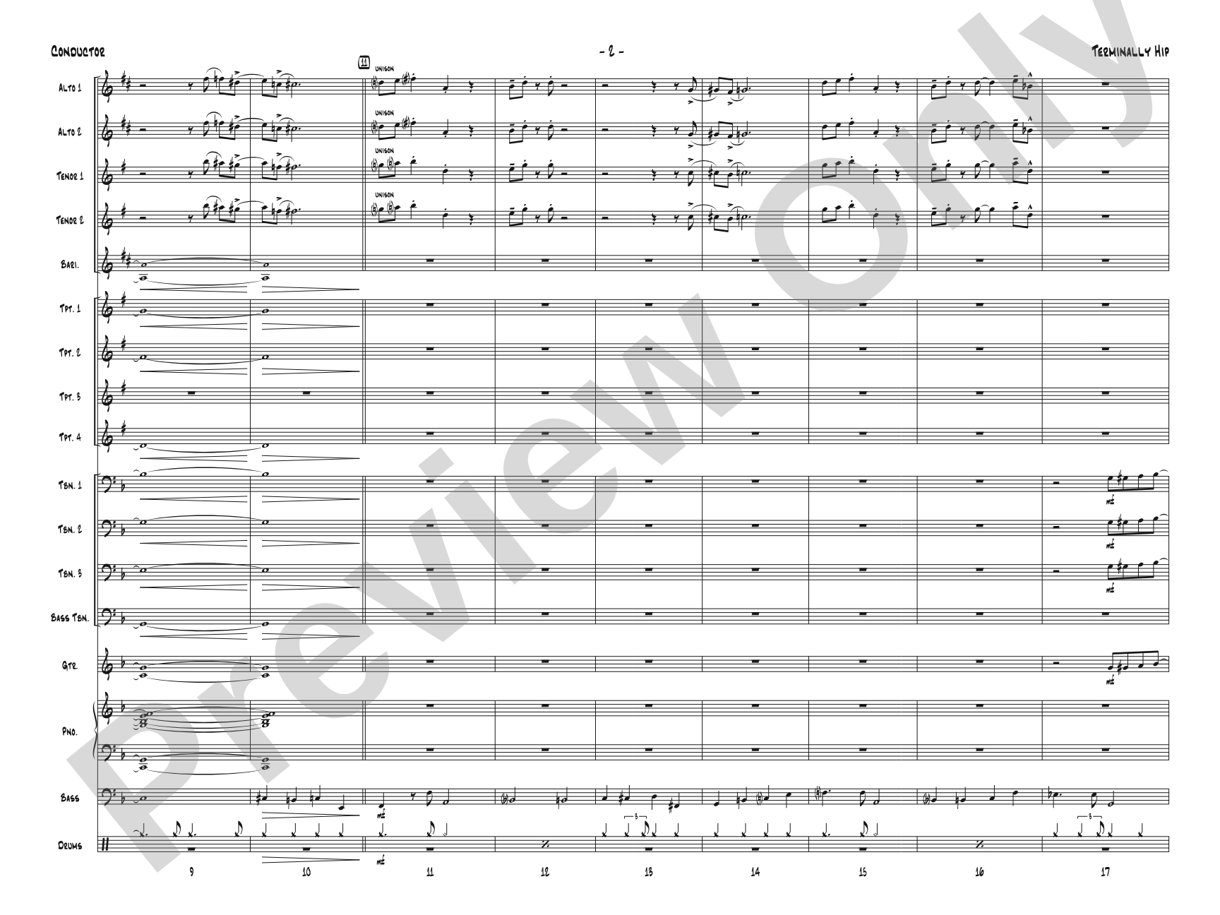 Terminally Hip: Jazz Ensemble Conductor Score & Parts