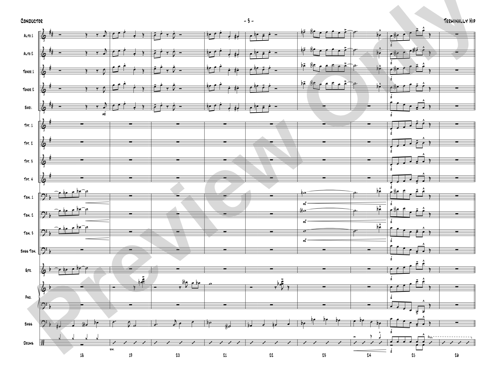 Terminally Hip: Jazz Ensemble Conductor Score & Parts